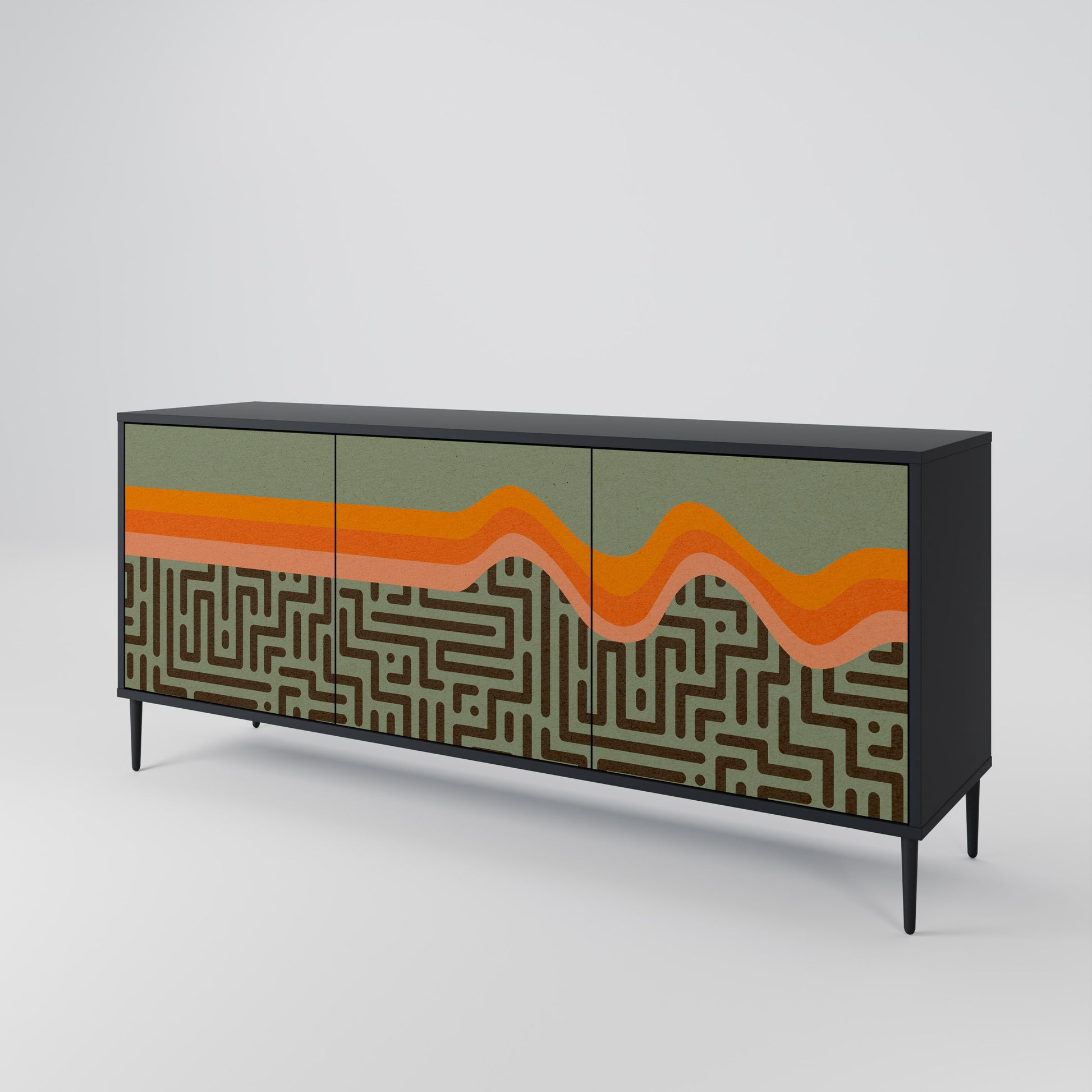 SIMPLE SOLUTIONS 3-Door Sideboard in Black Finish