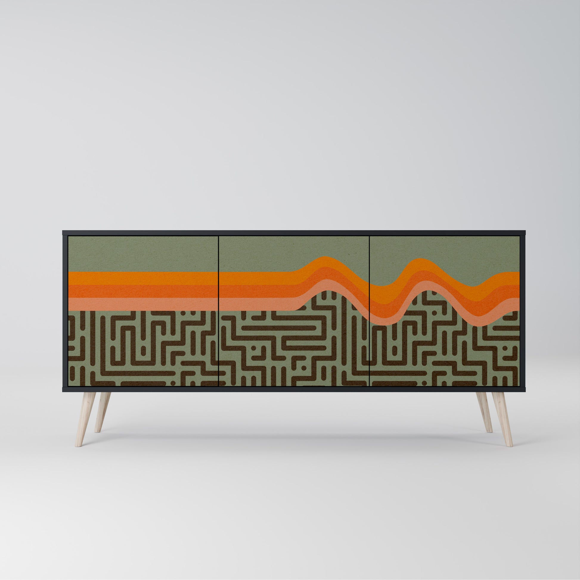 SIMPLE SOLUTIONS 3-Door Sideboard in Black Finish