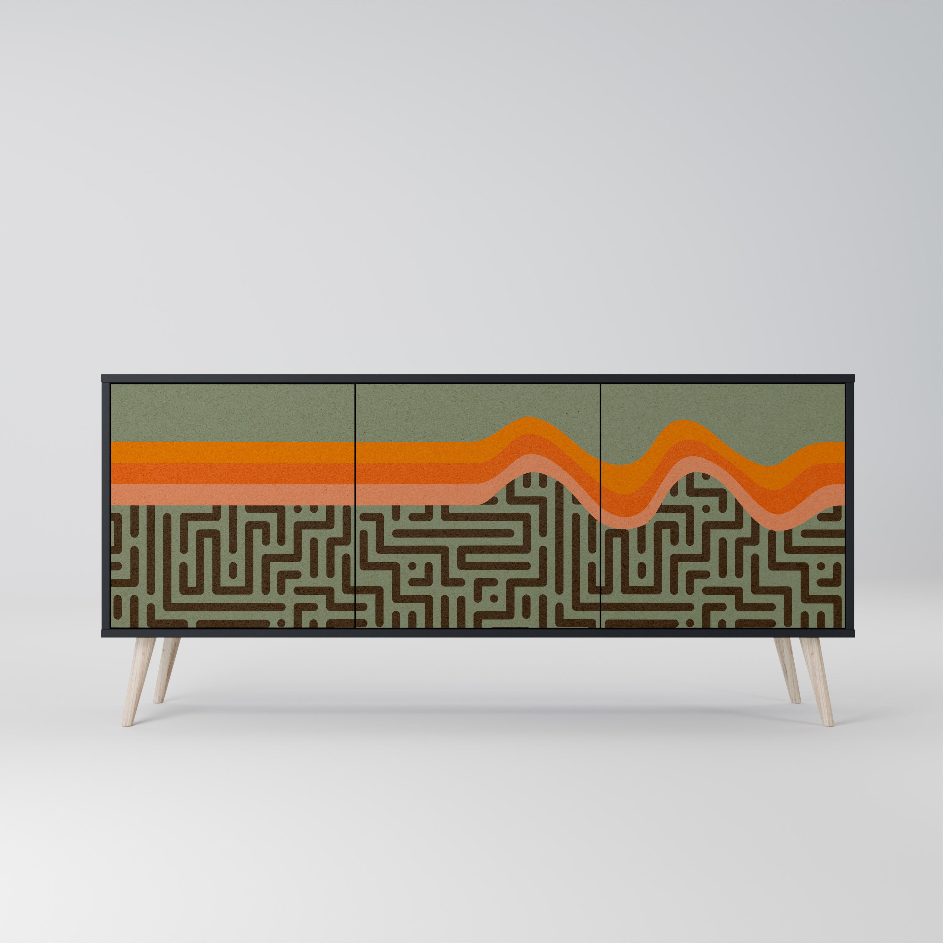 SIMPLE SOLUTIONS 3-Door Sideboard in Black Finish