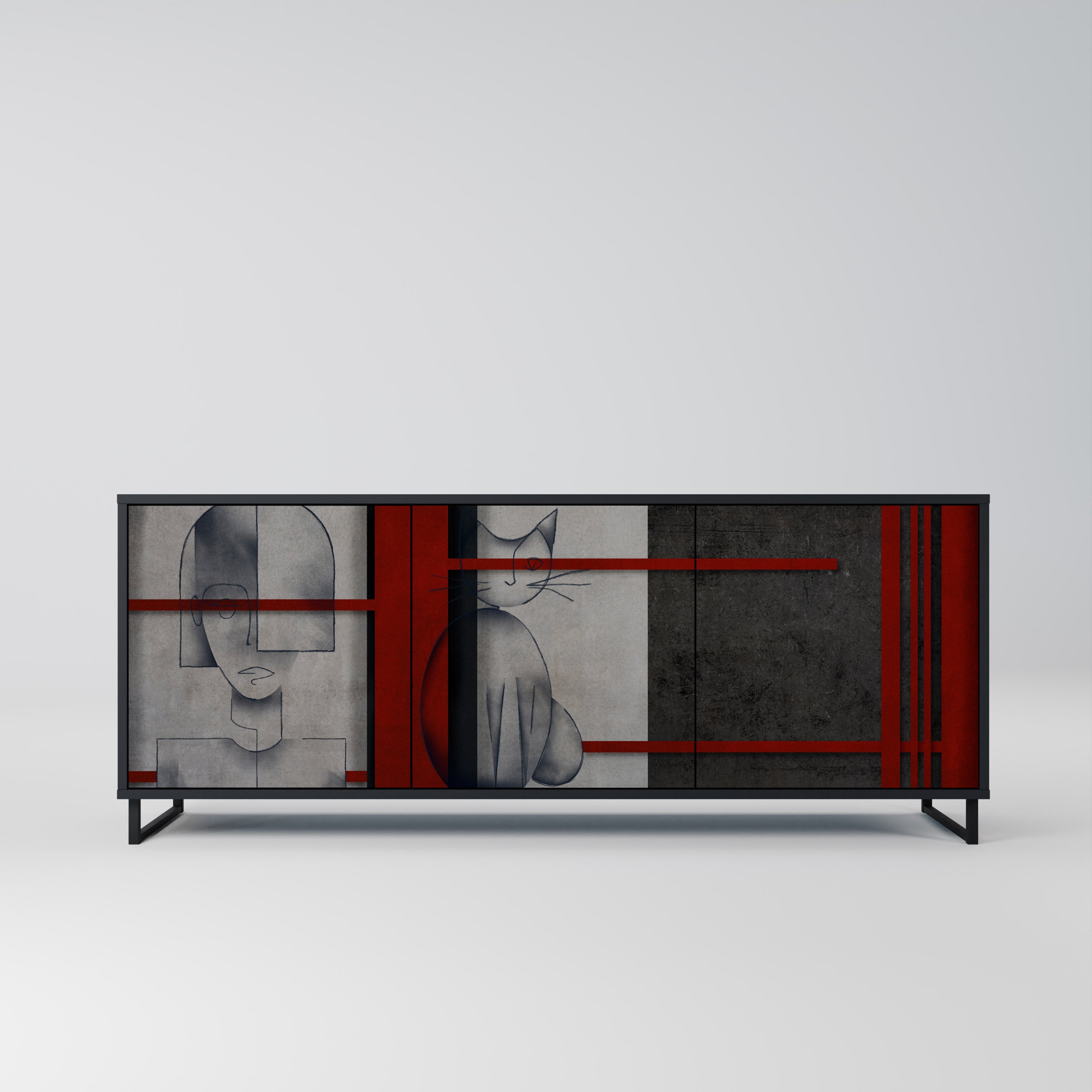 Aparador de 3 puertas GRAY FIGURES en acabado negro