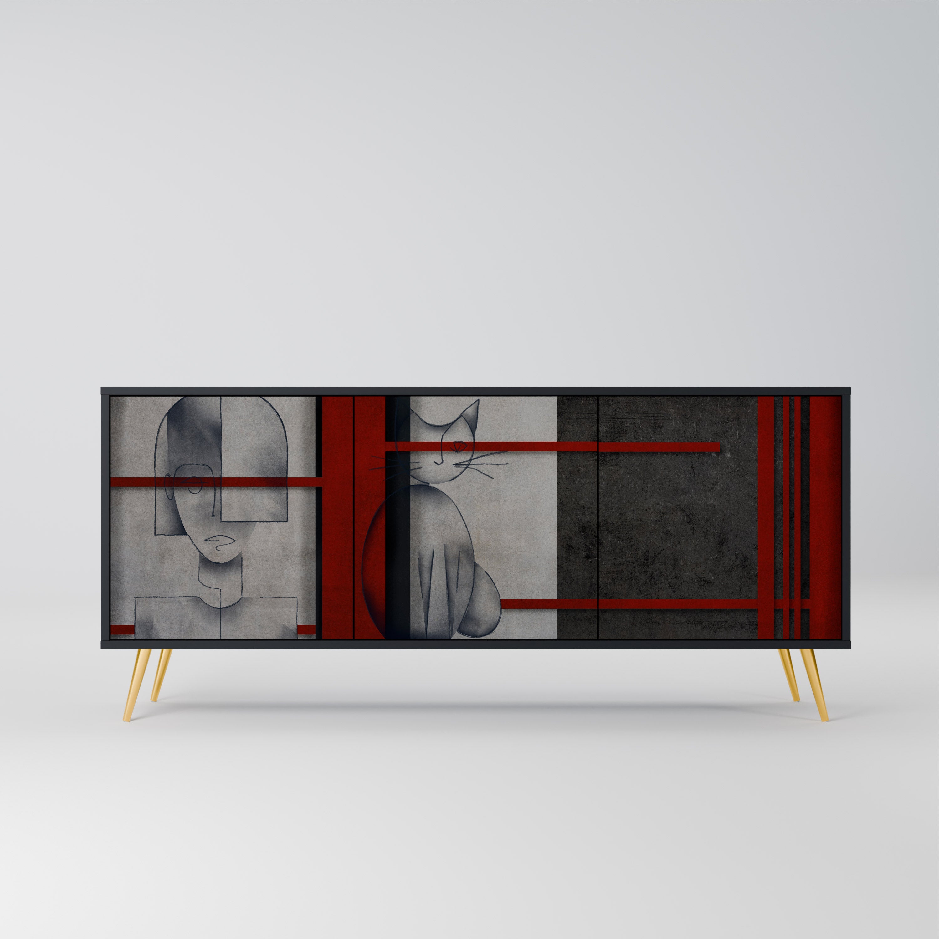Aparador de 3 puertas GRAY FIGURES en acabado negro