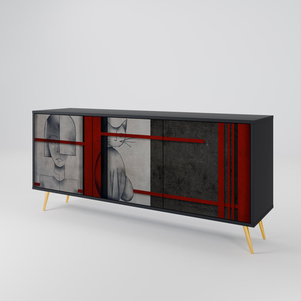 GRAY FIGURES 3-Door Sideboard in Black Finish
