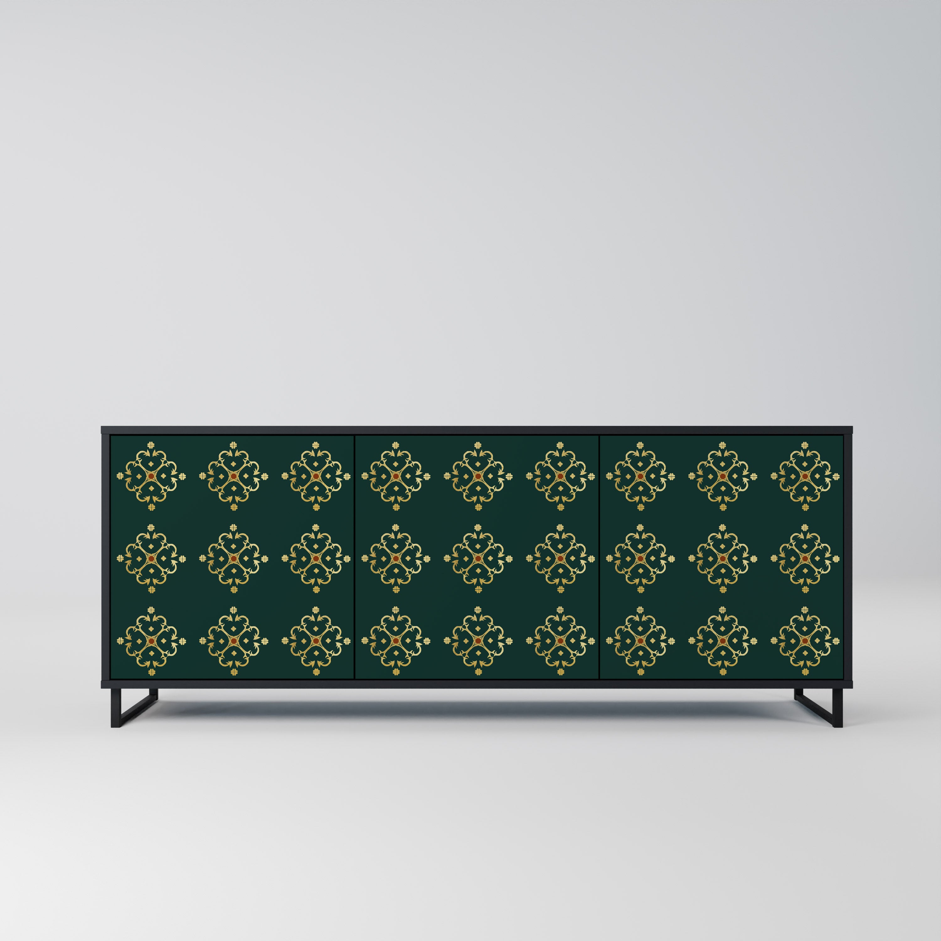 Aparador ROYAL MEDALLION de 3 puertas con acabado negro