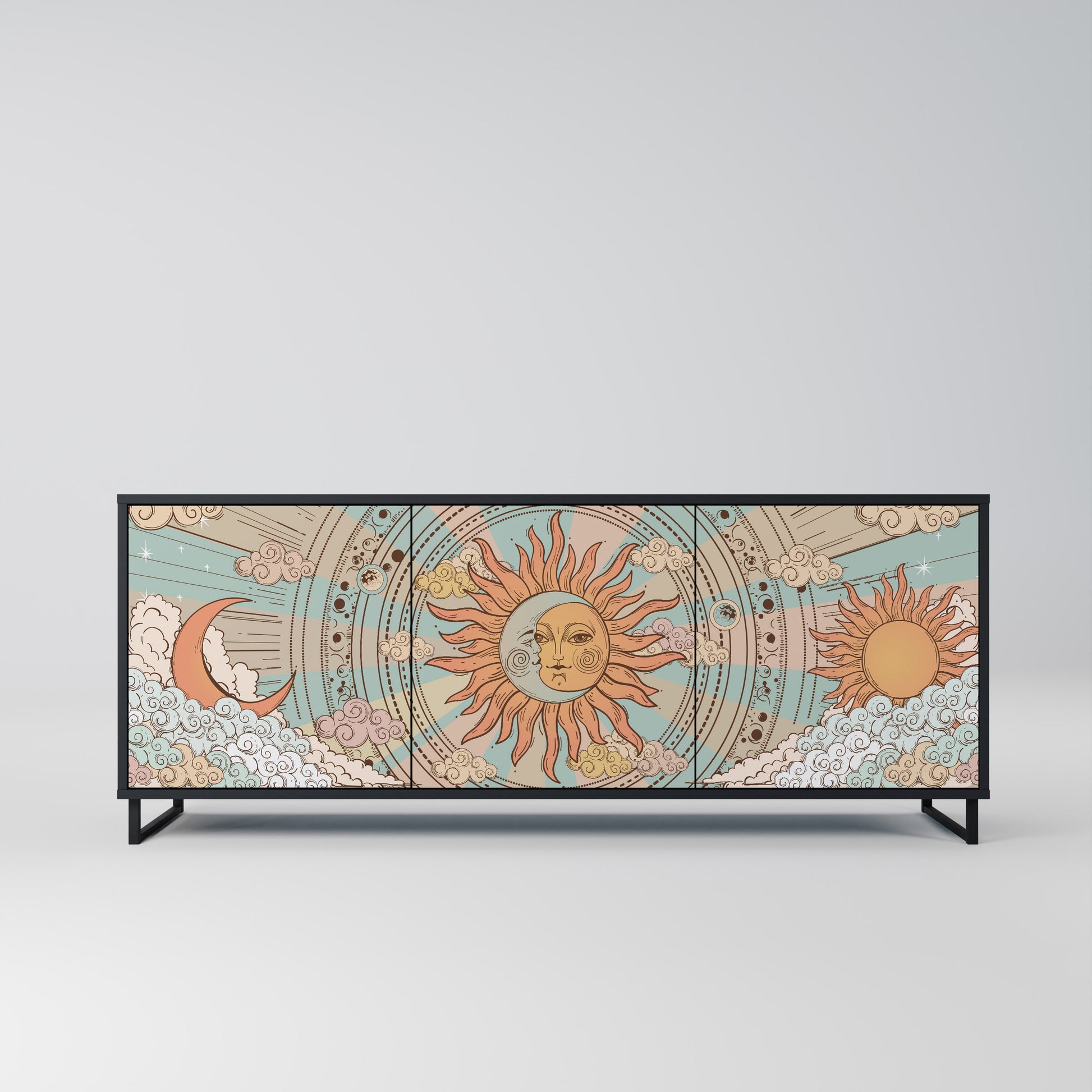 MYSTICAL STRUCTURE 3-Door Sideboard in Black Finish