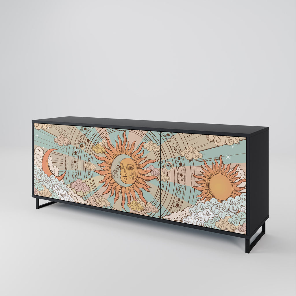 MYSTICAL STRUCTURE 3-Door Sideboard in Black Finish
