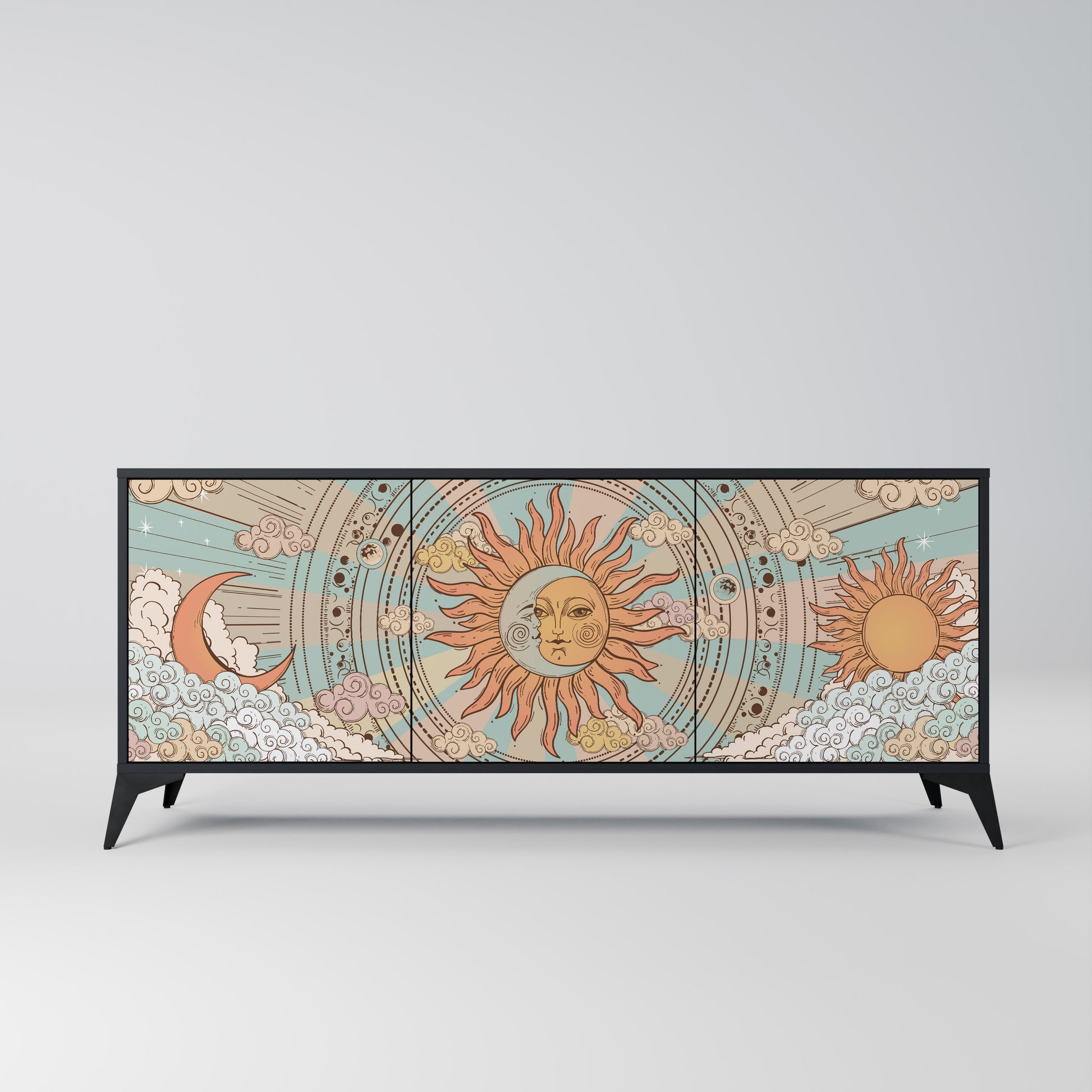 MYSTICAL STRUCTURE 3-Door Sideboard in Black Finish