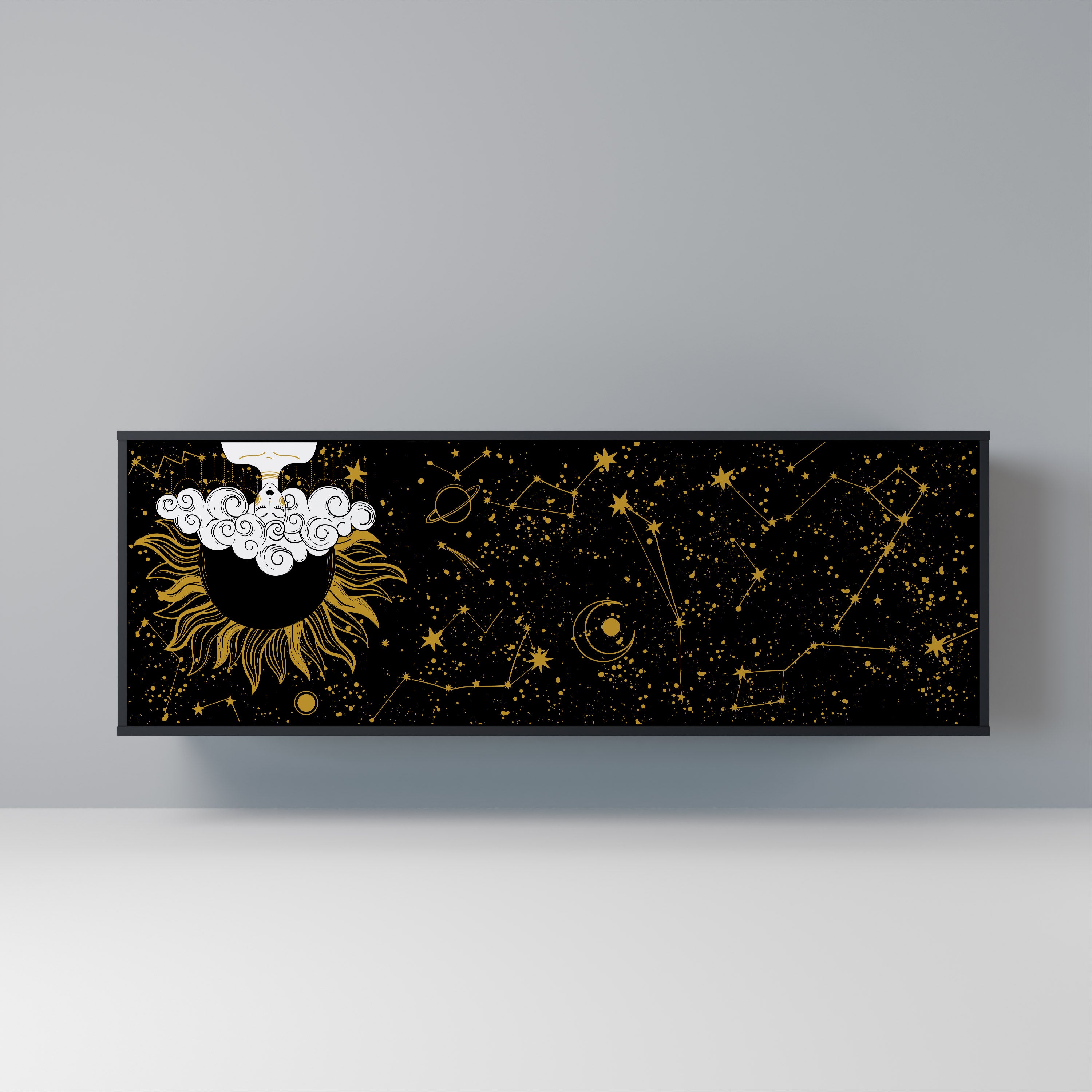 Aparador STELLAR CONSTELLATIONS de 3 puertas con acabado negro