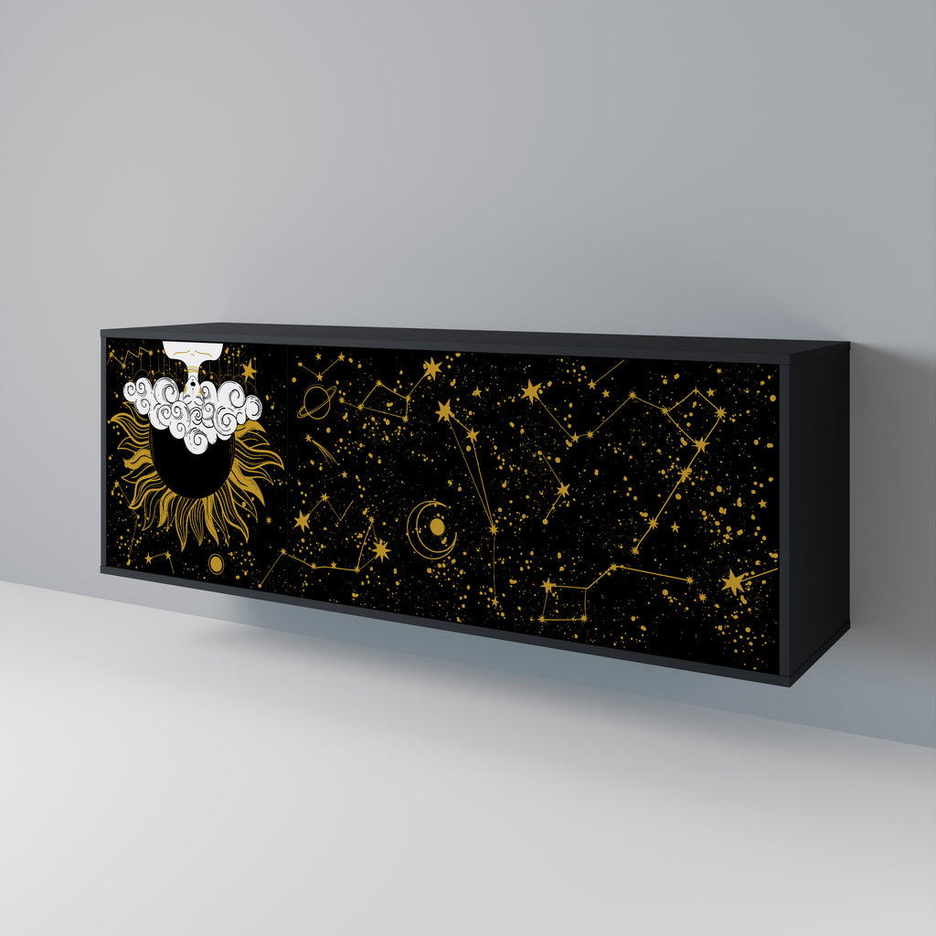 Aparador STELLAR CONSTELLATIONS de 3 puertas con acabado negro