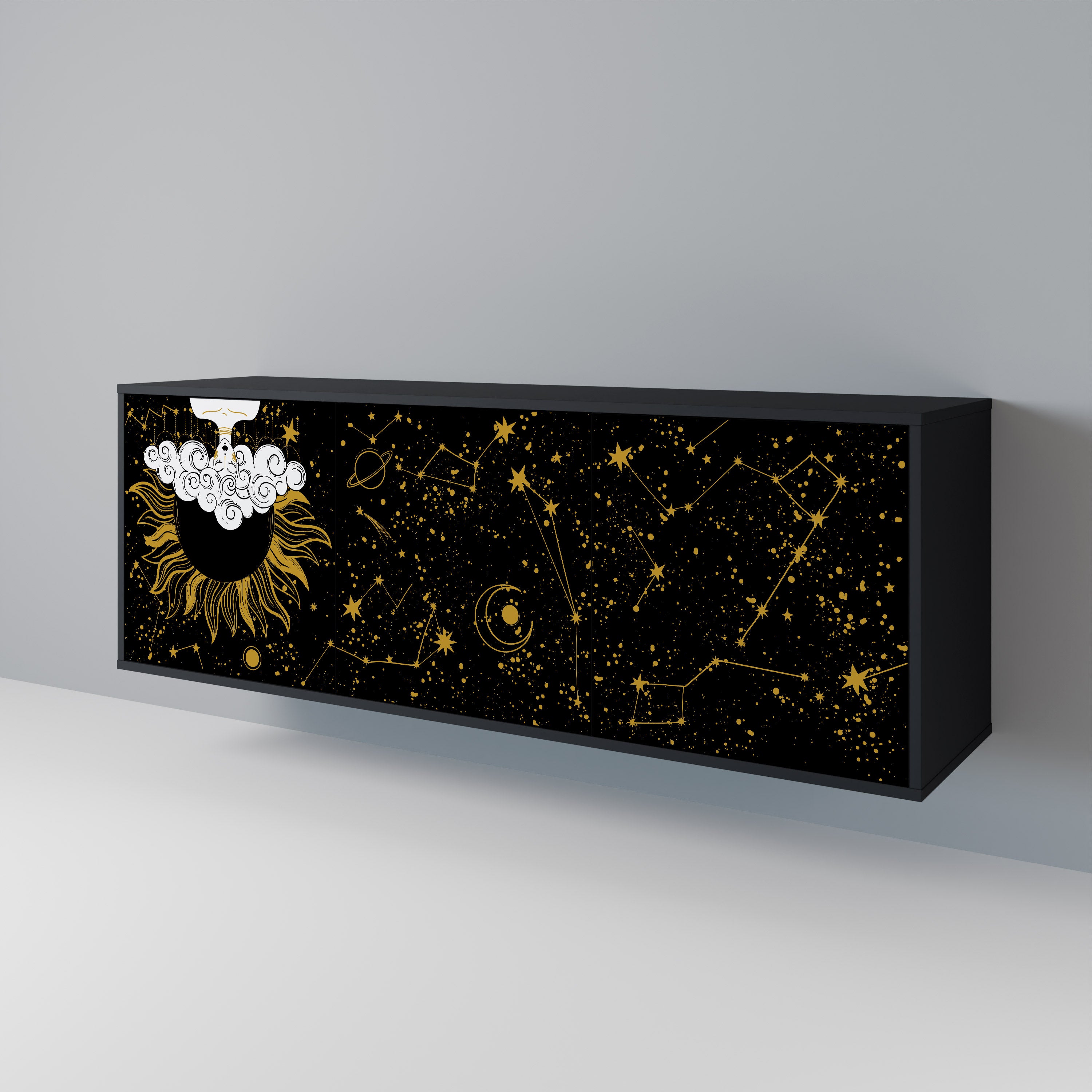 Aparador STELLAR CONSTELLATIONS de 3 puertas con acabado negro
