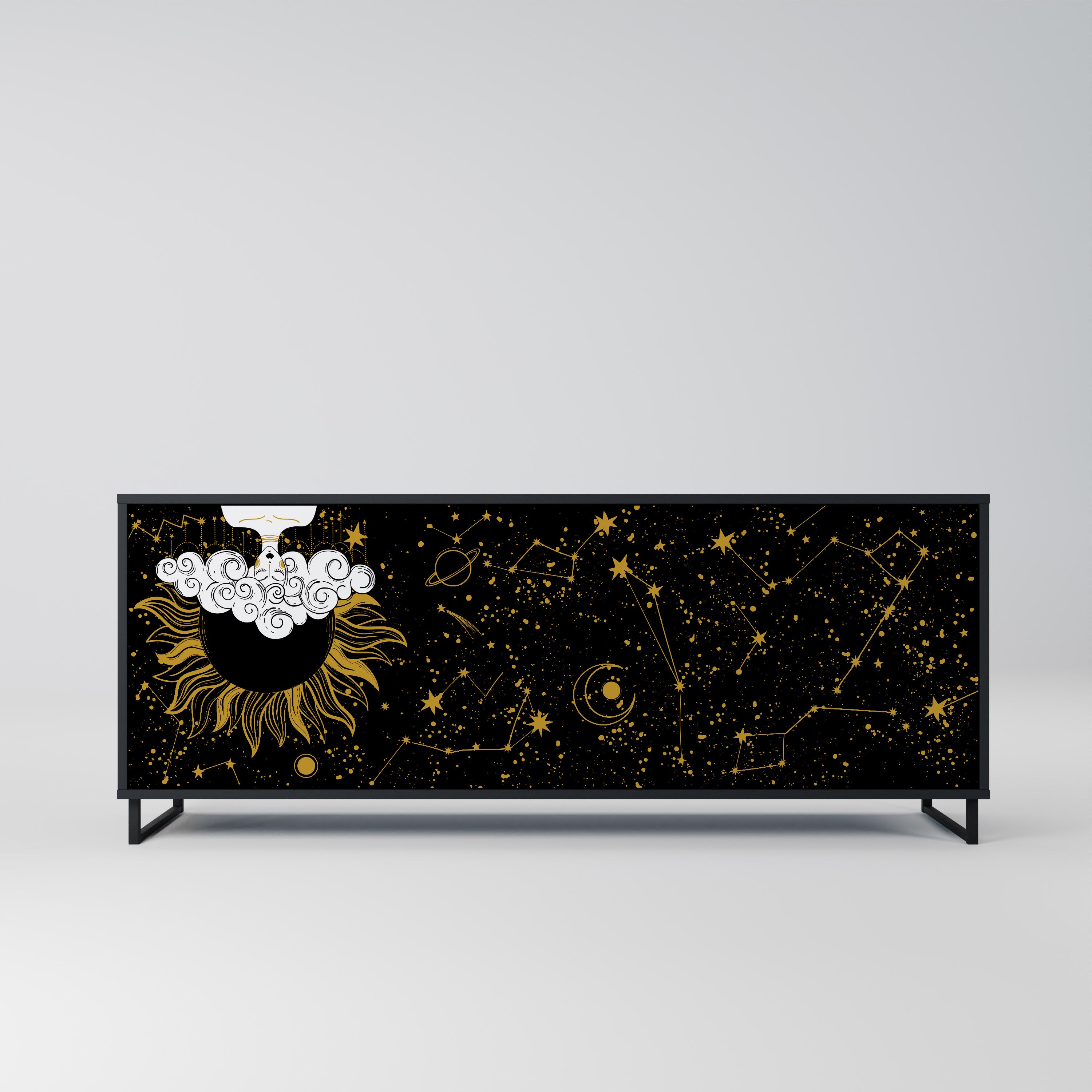 Aparador STELLAR CONSTELLATIONS de 3 puertas con acabado negro