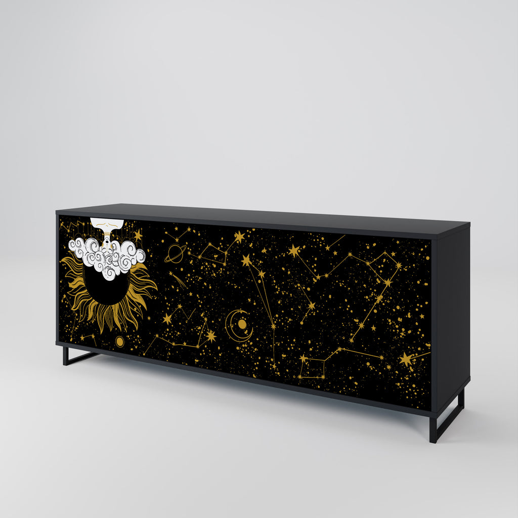 Aparador STELLAR CONSTELLATIONS de 3 puertas con acabado negro