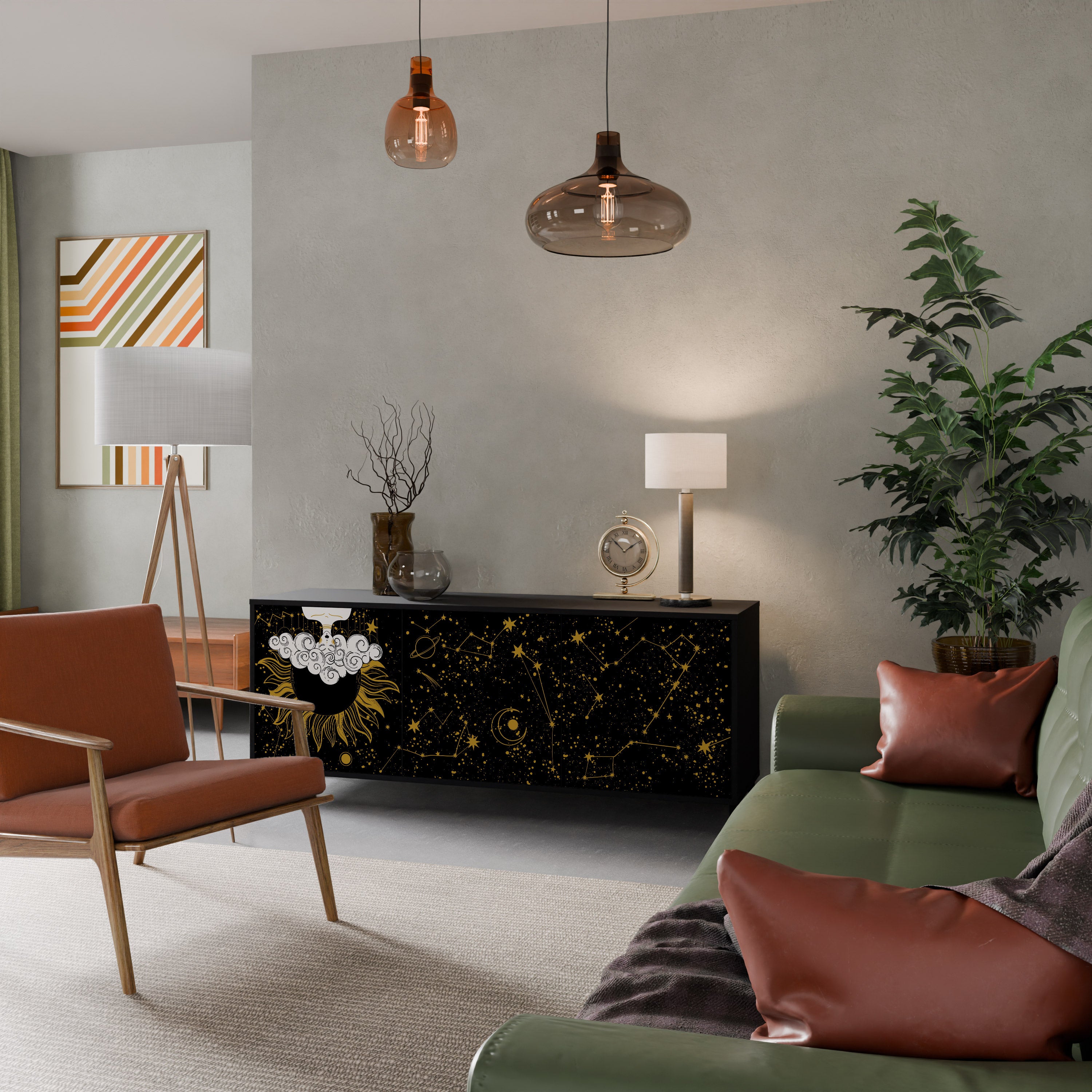 Aparador STELLAR CONSTELLATIONS de 3 puertas con acabado negro
