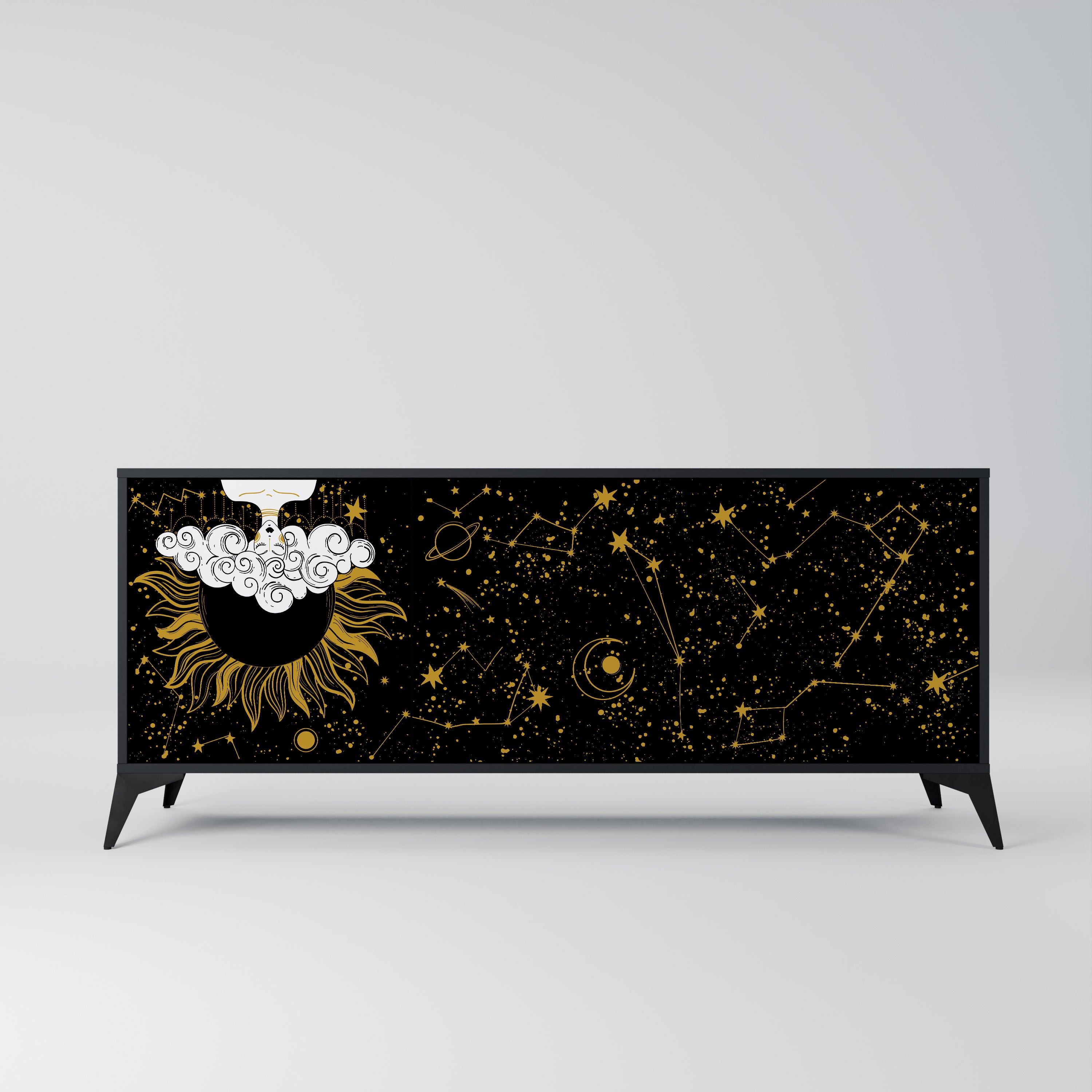 Aparador STELLAR CONSTELLATIONS de 3 puertas con acabado negro
