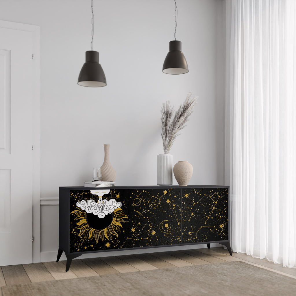 Aparador STELLAR CONSTELLATIONS de 3 puertas con acabado negro