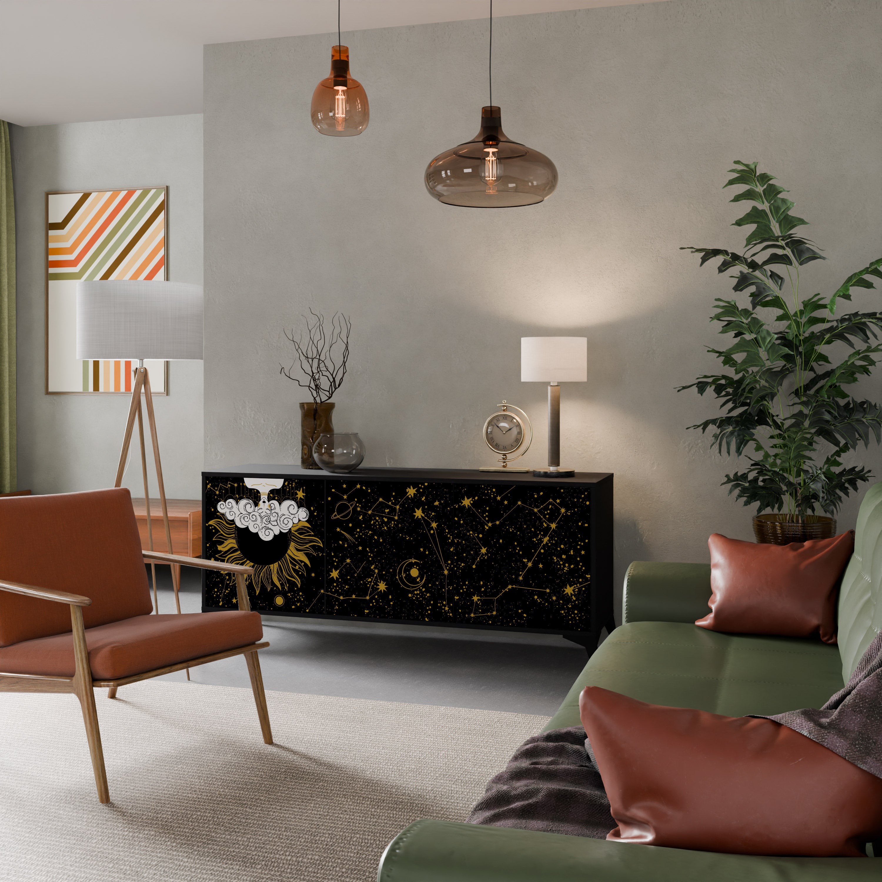 Aparador STELLAR CONSTELLATIONS de 3 puertas con acabado negro