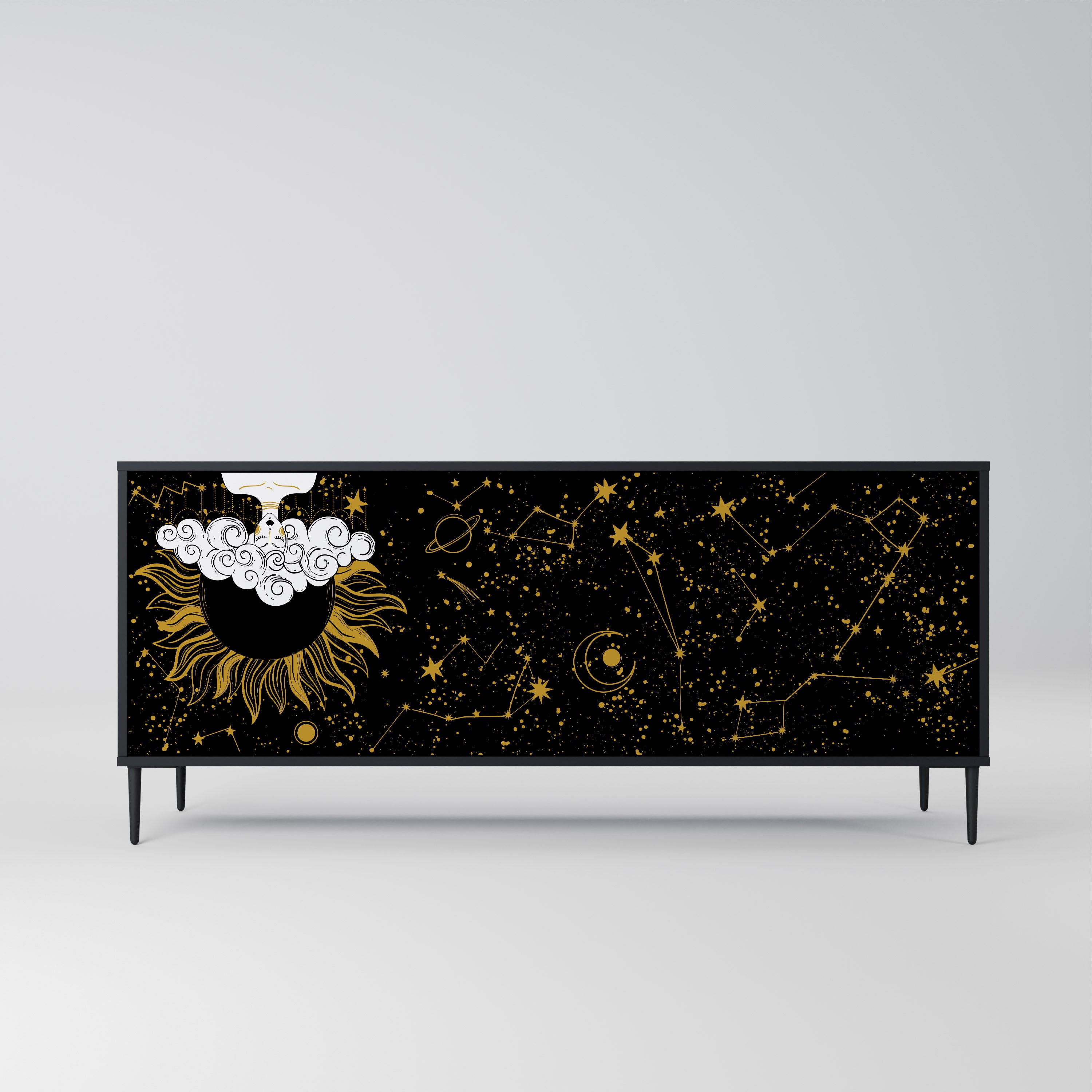 Aparador STELLAR CONSTELLATIONS de 3 puertas con acabado negro