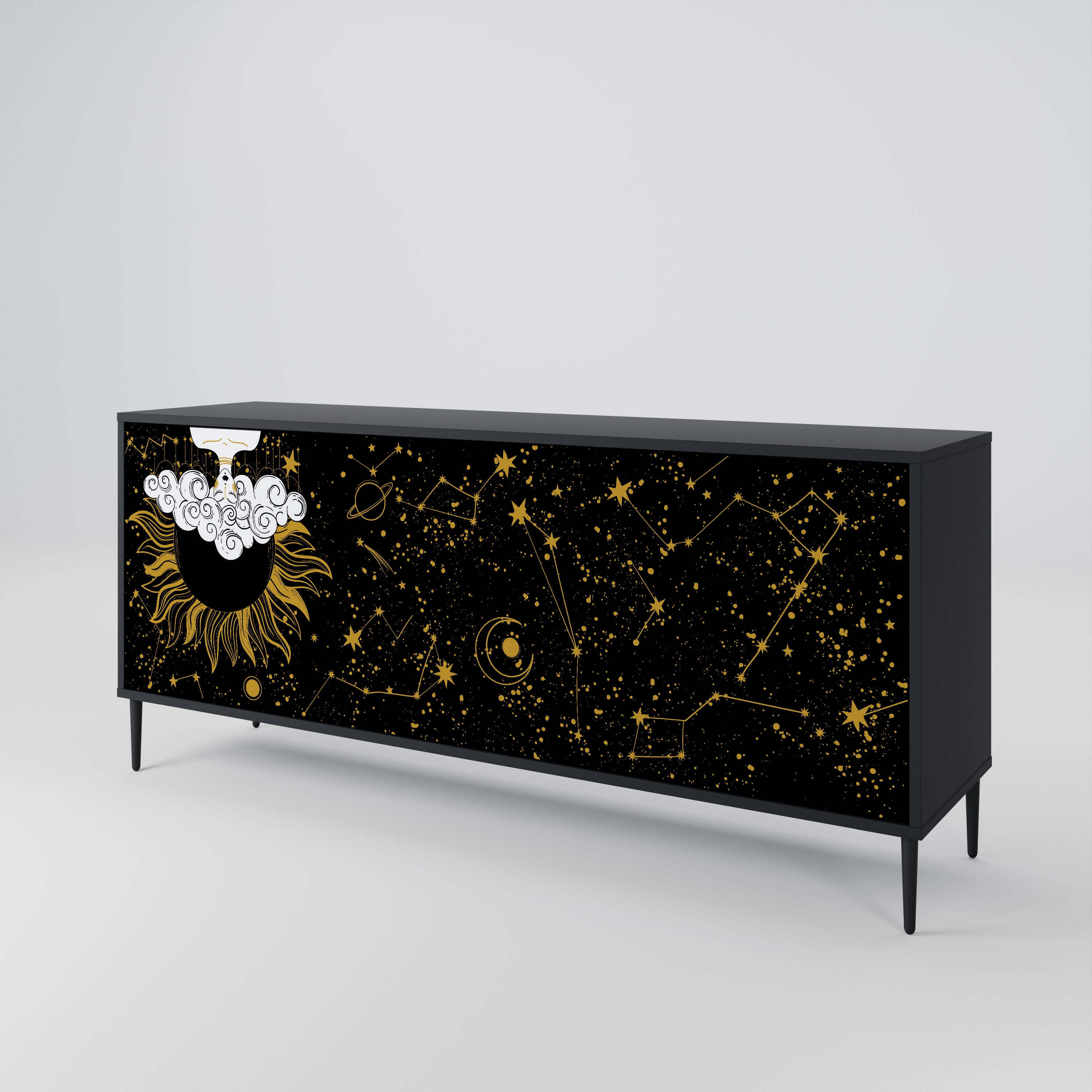 Aparador STELLAR CONSTELLATIONS de 3 puertas con acabado negro
