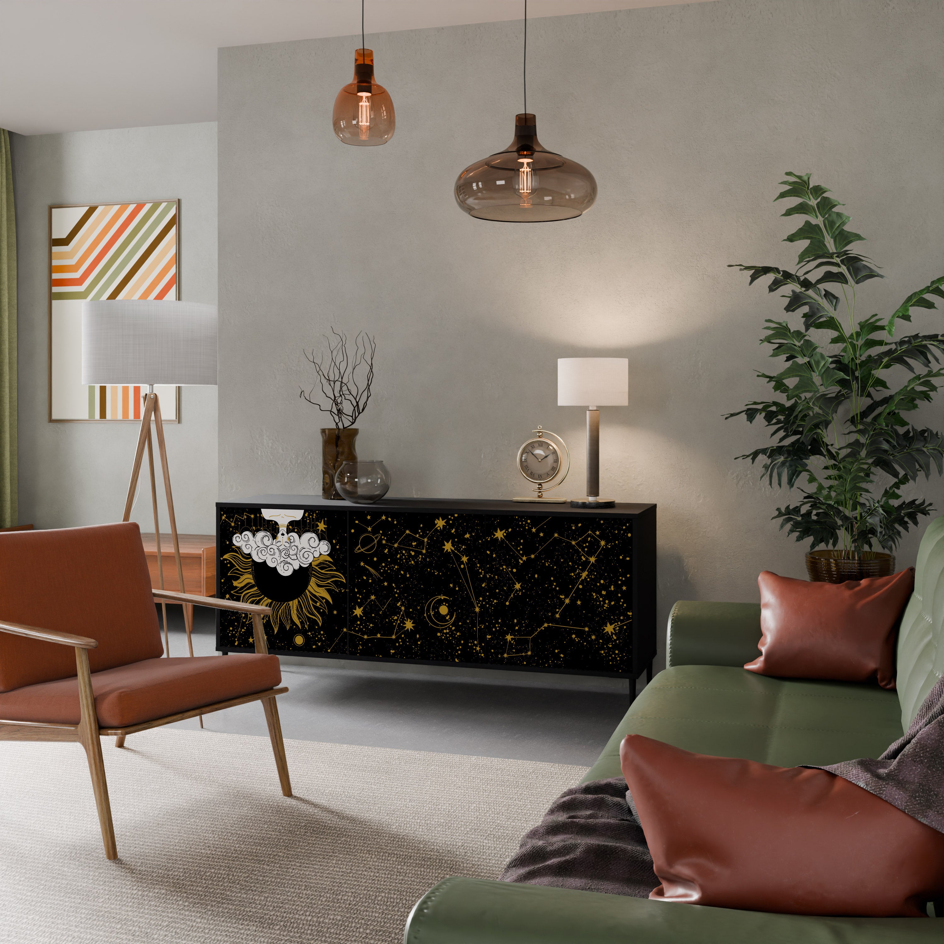Aparador STELLAR CONSTELLATIONS de 3 puertas con acabado negro
