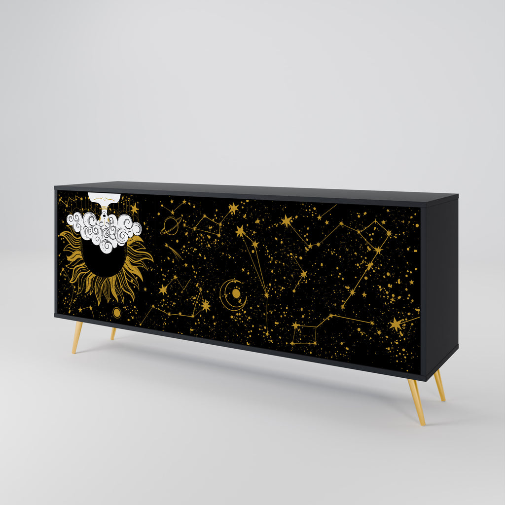 Aparador STELLAR CONSTELLATIONS de 3 puertas con acabado negro