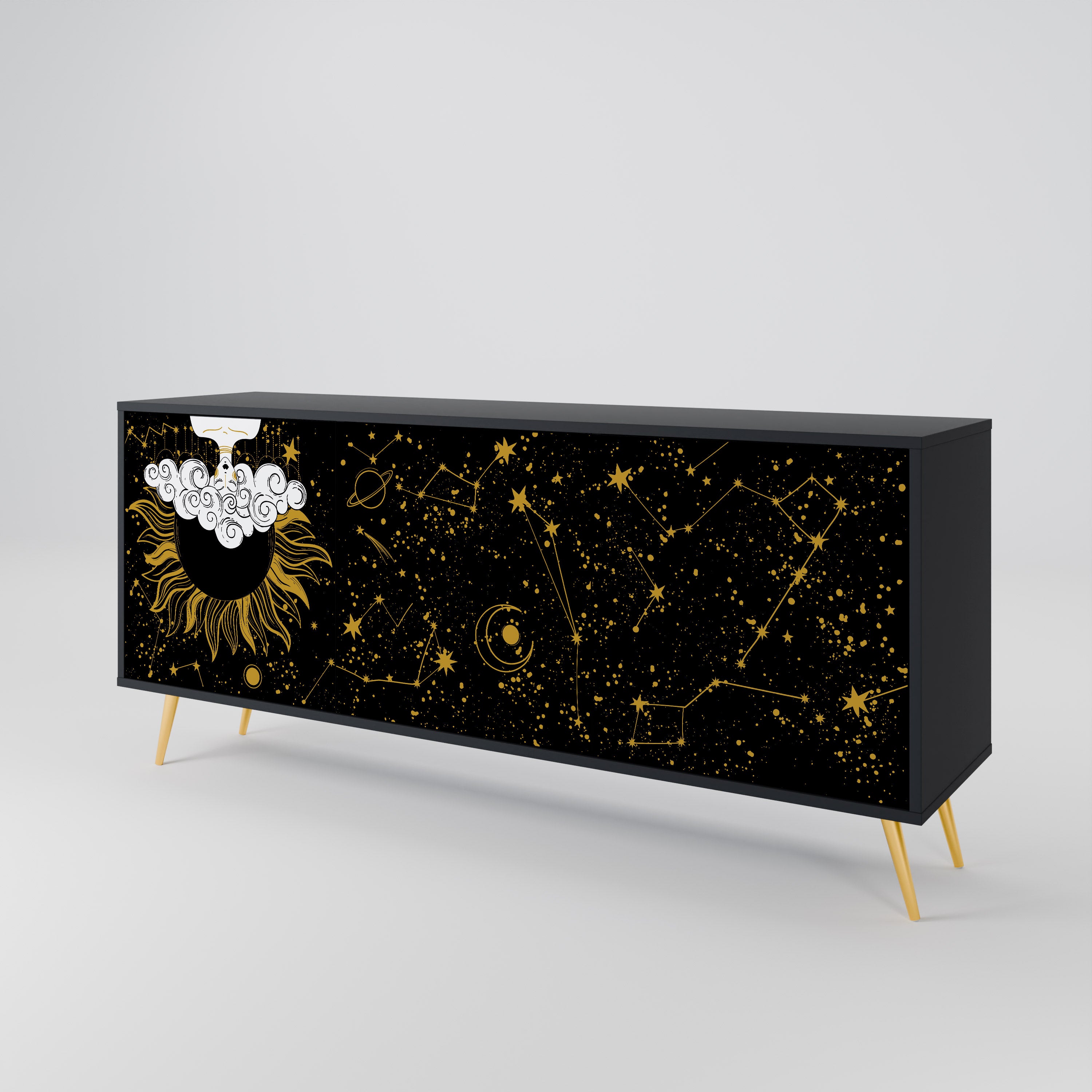 Aparador STELLAR CONSTELLATIONS de 3 puertas con acabado negro