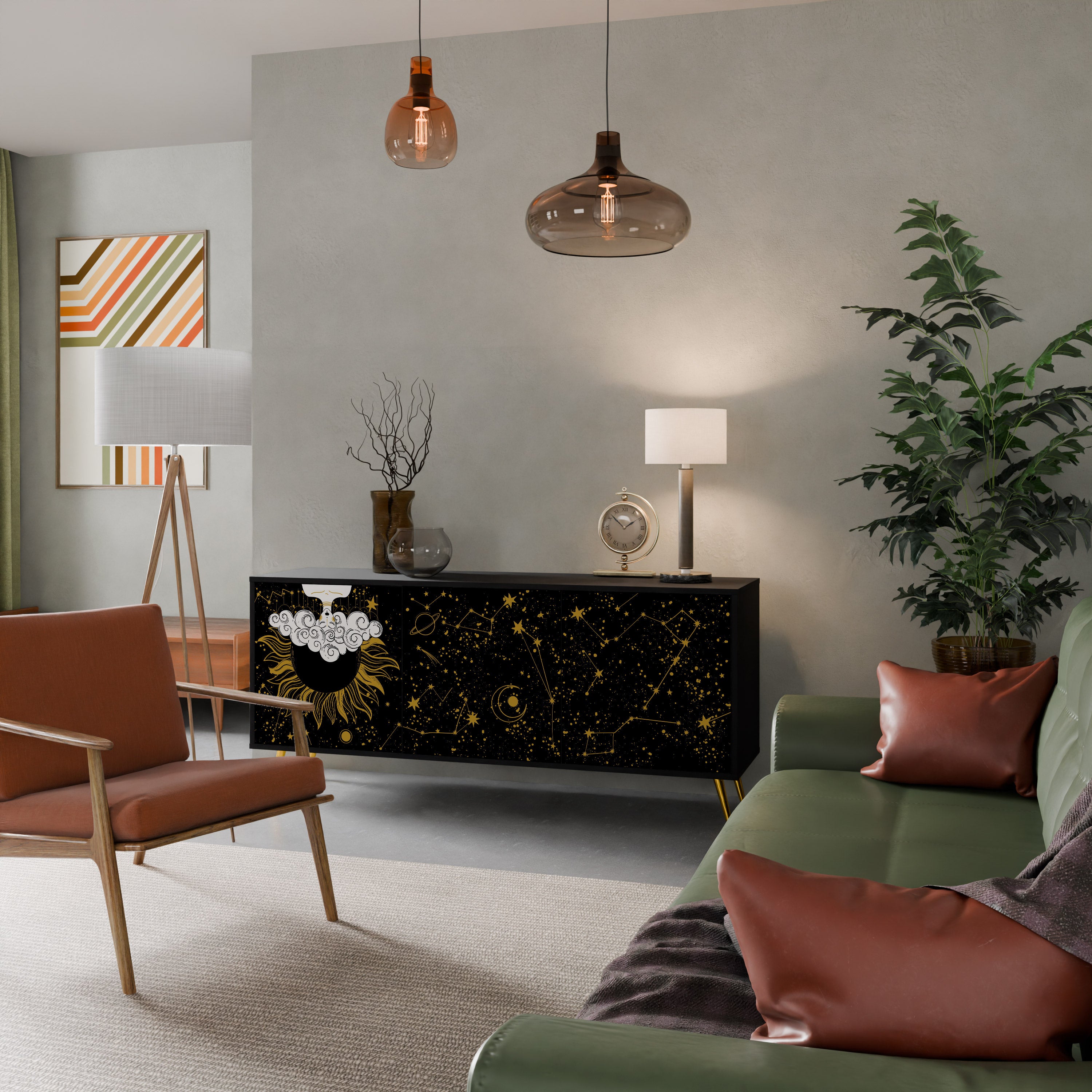 Aparador STELLAR CONSTELLATIONS de 3 puertas con acabado negro