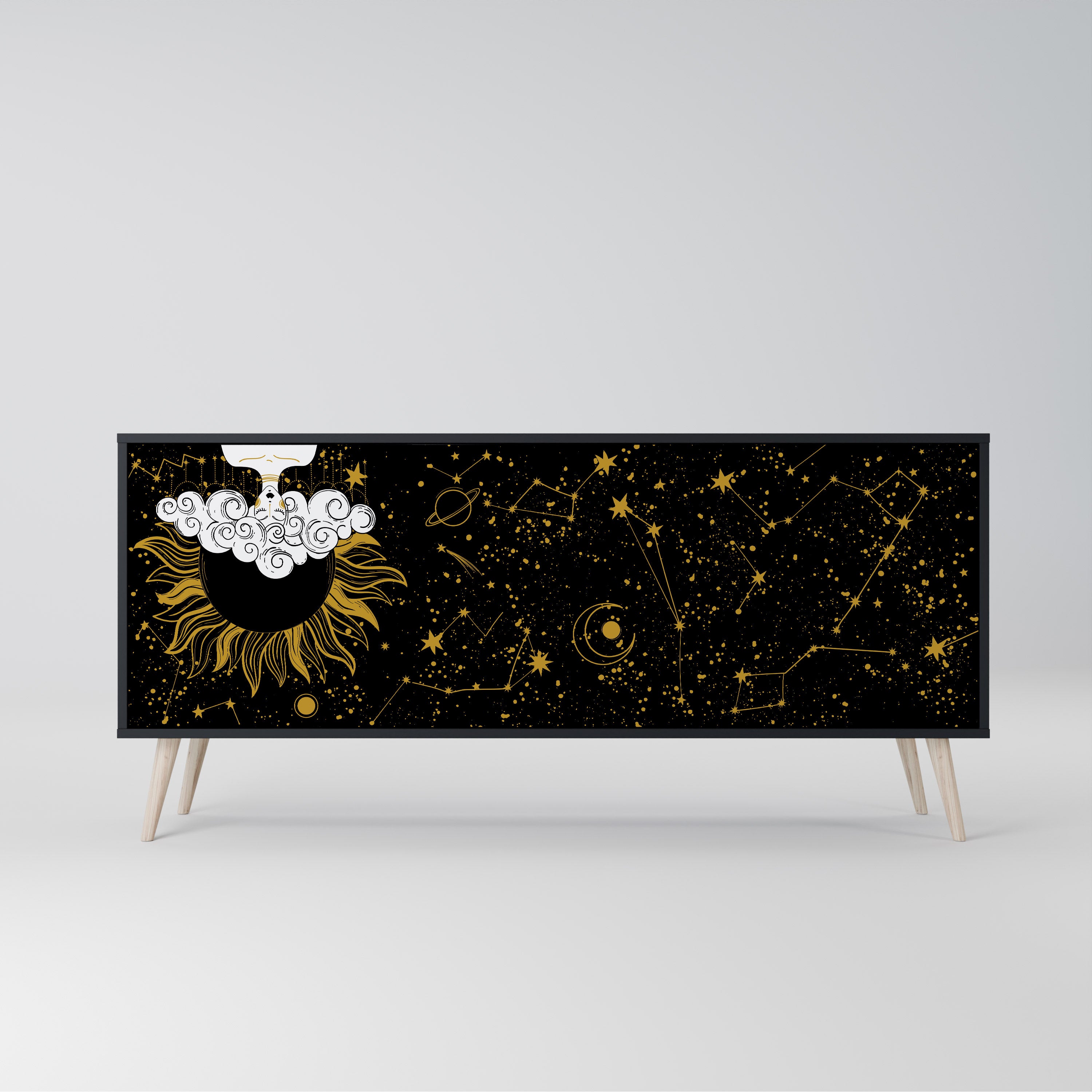 Aparador STELLAR CONSTELLATIONS de 3 puertas con acabado negro