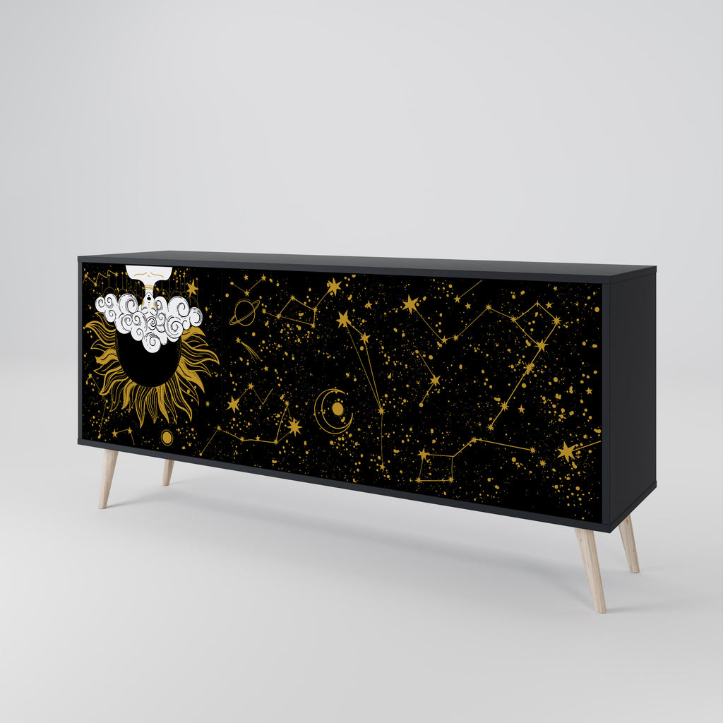 Aparador STELLAR CONSTELLATIONS de 3 puertas con acabado negro
