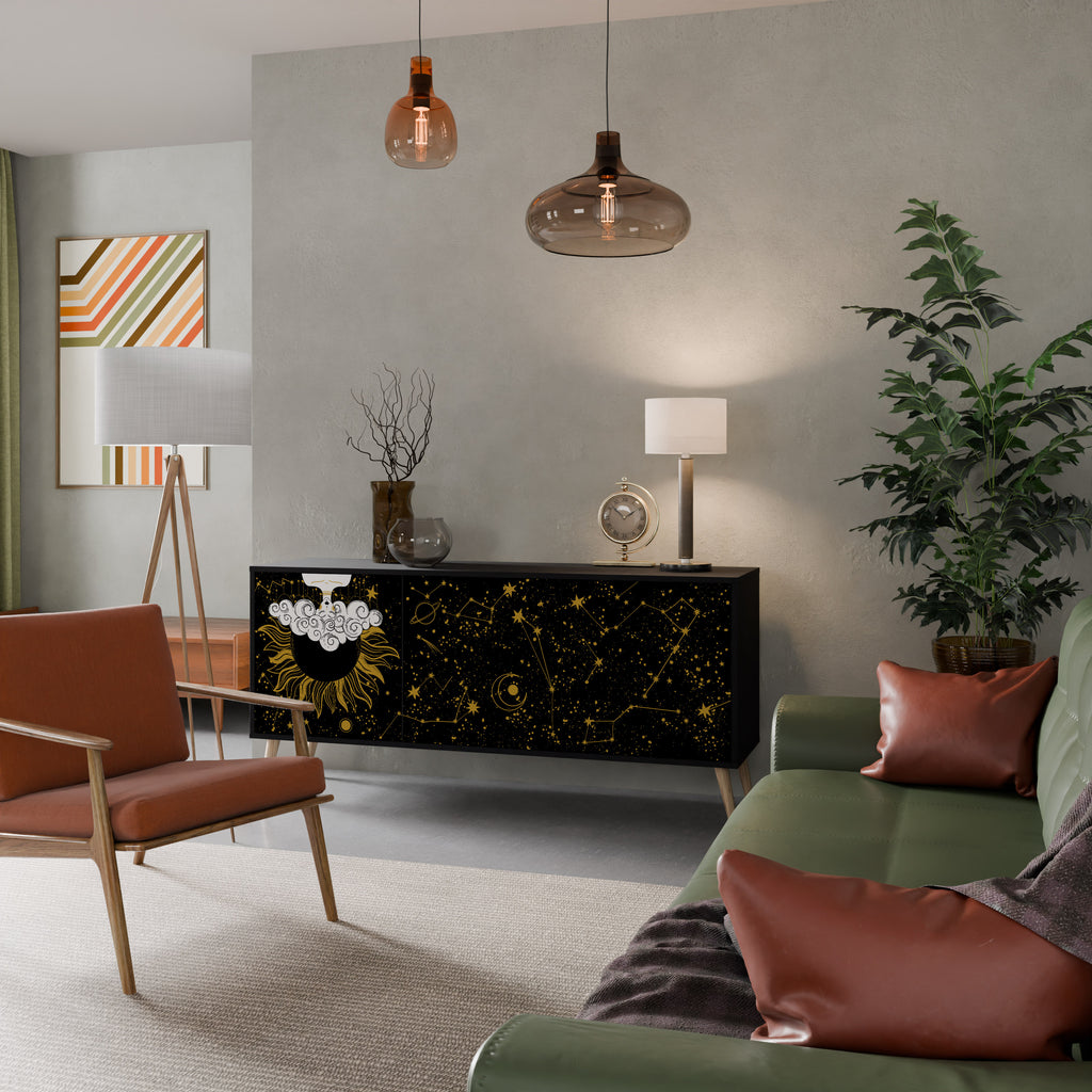 Aparador STELLAR CONSTELLATIONS de 3 puertas con acabado negro