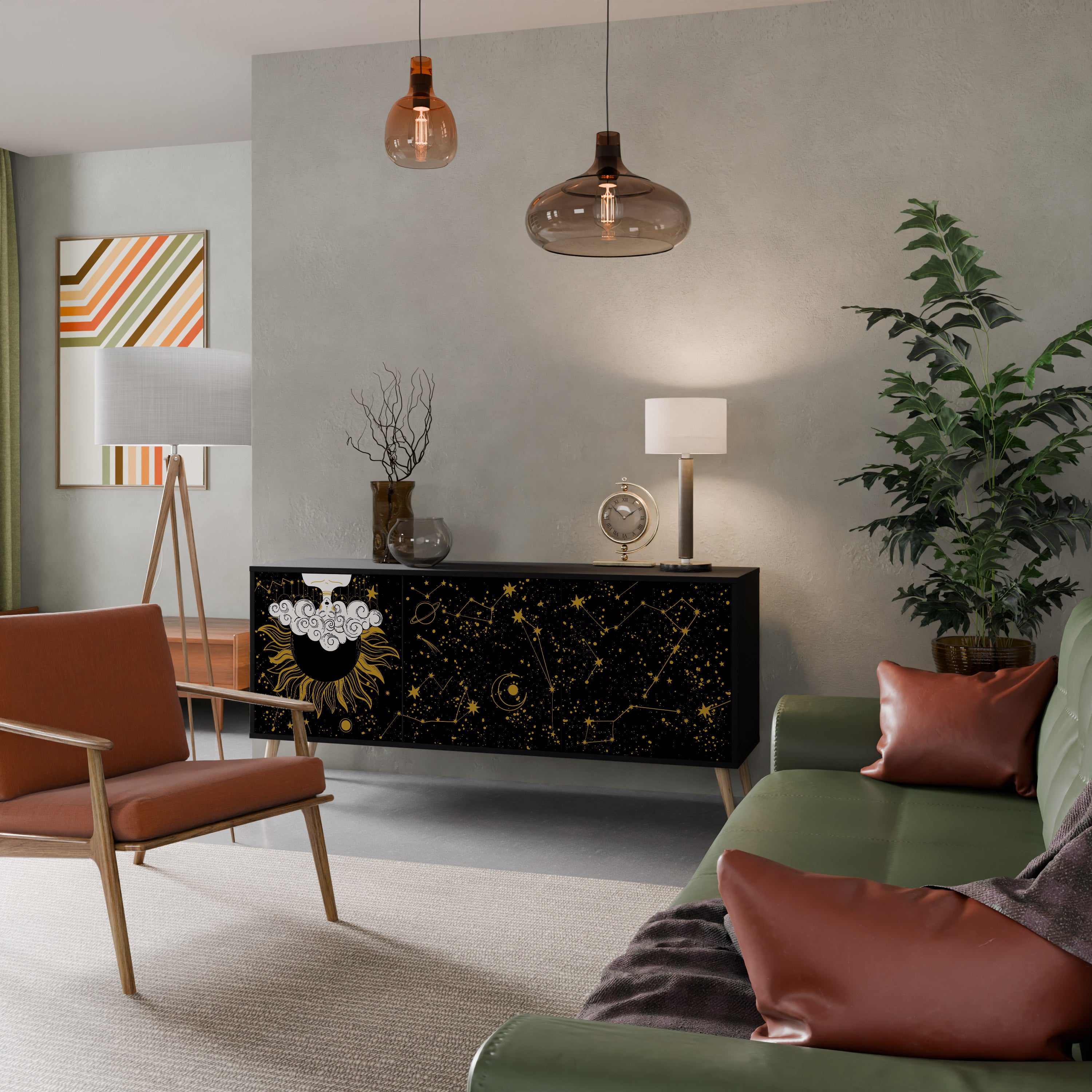 Aparador STELLAR CONSTELLATIONS de 3 puertas con acabado negro