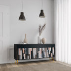 COLLAGE OF RECTANGLES Aparador de 3 Puertas en Acabado Negro