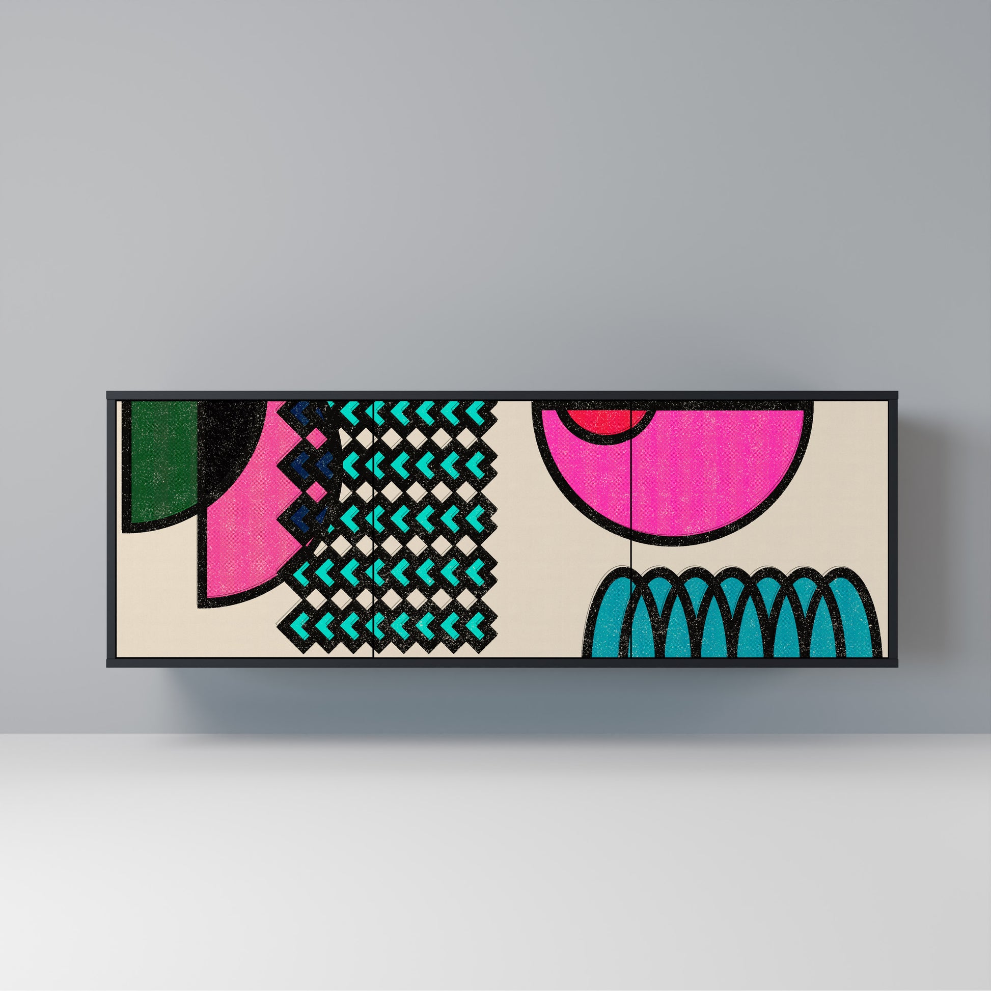 Aparador GEOMETRIC RHAPSODY de 3 puertas en acabado negro