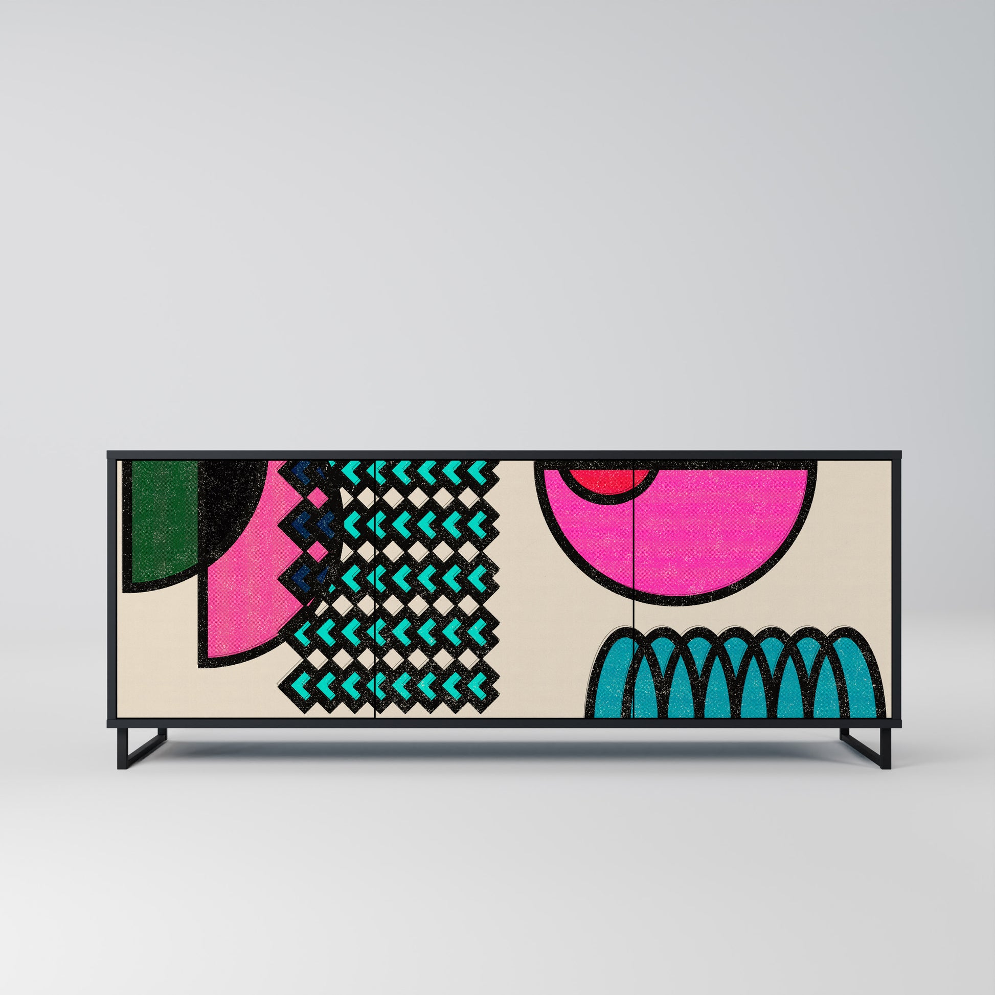 Aparador GEOMETRIC RHAPSODY de 3 puertas en acabado negro