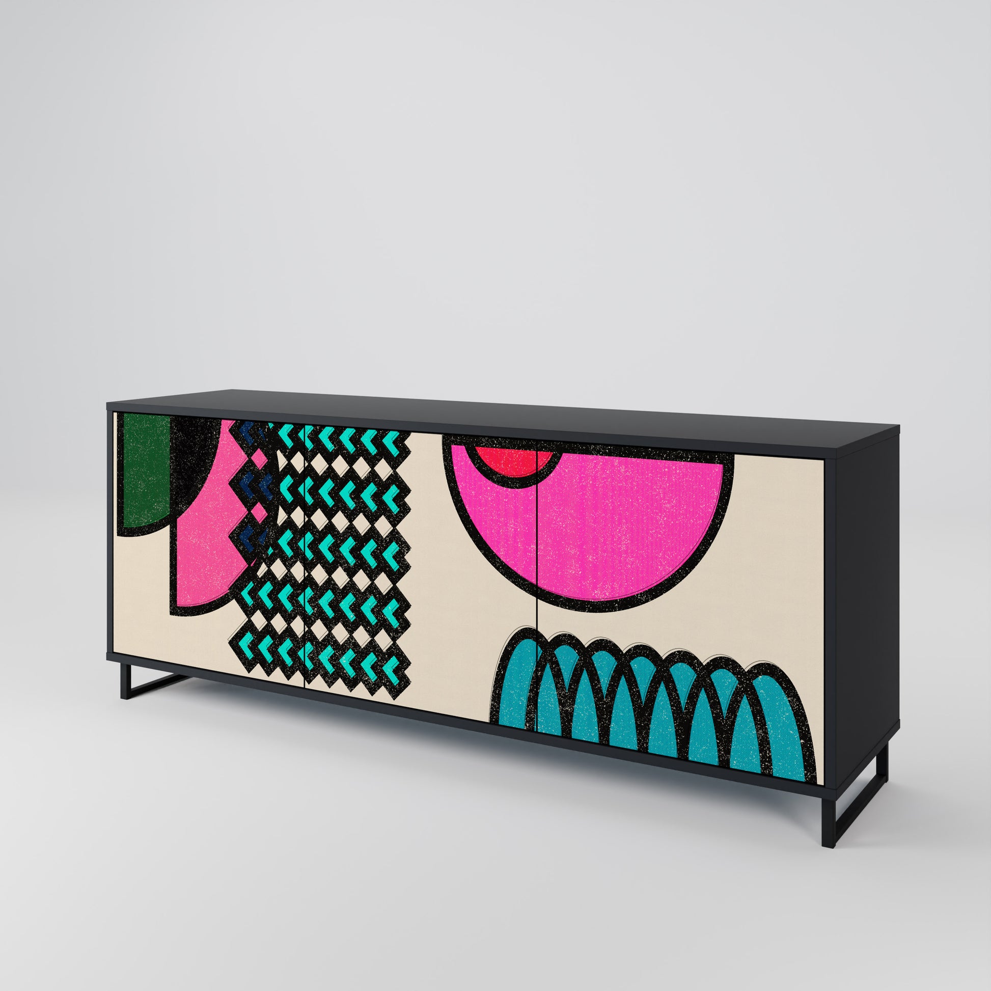 Aparador GEOMETRIC RHAPSODY de 3 puertas en acabado negro