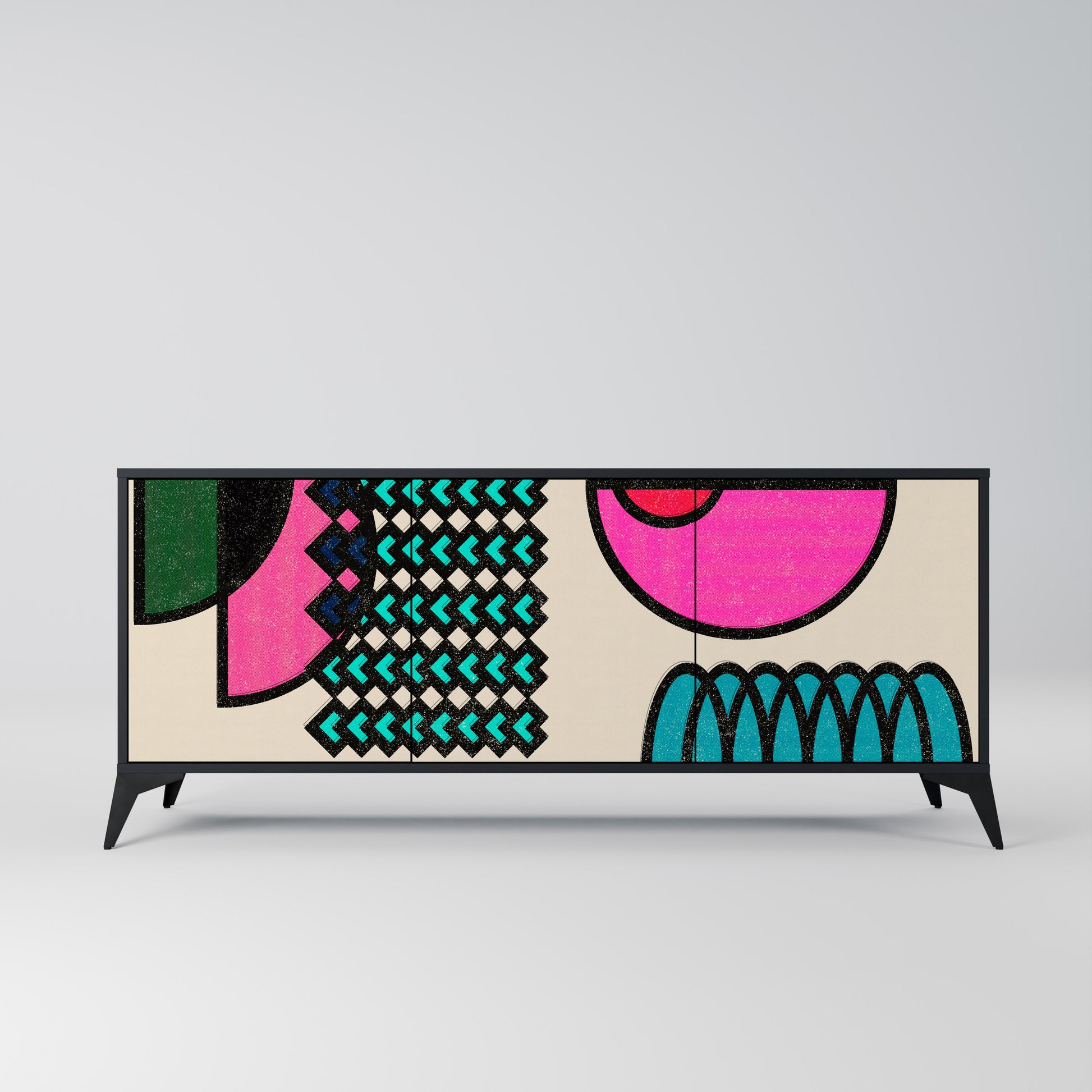 Aparador GEOMETRIC RHAPSODY de 3 puertas en acabado negro