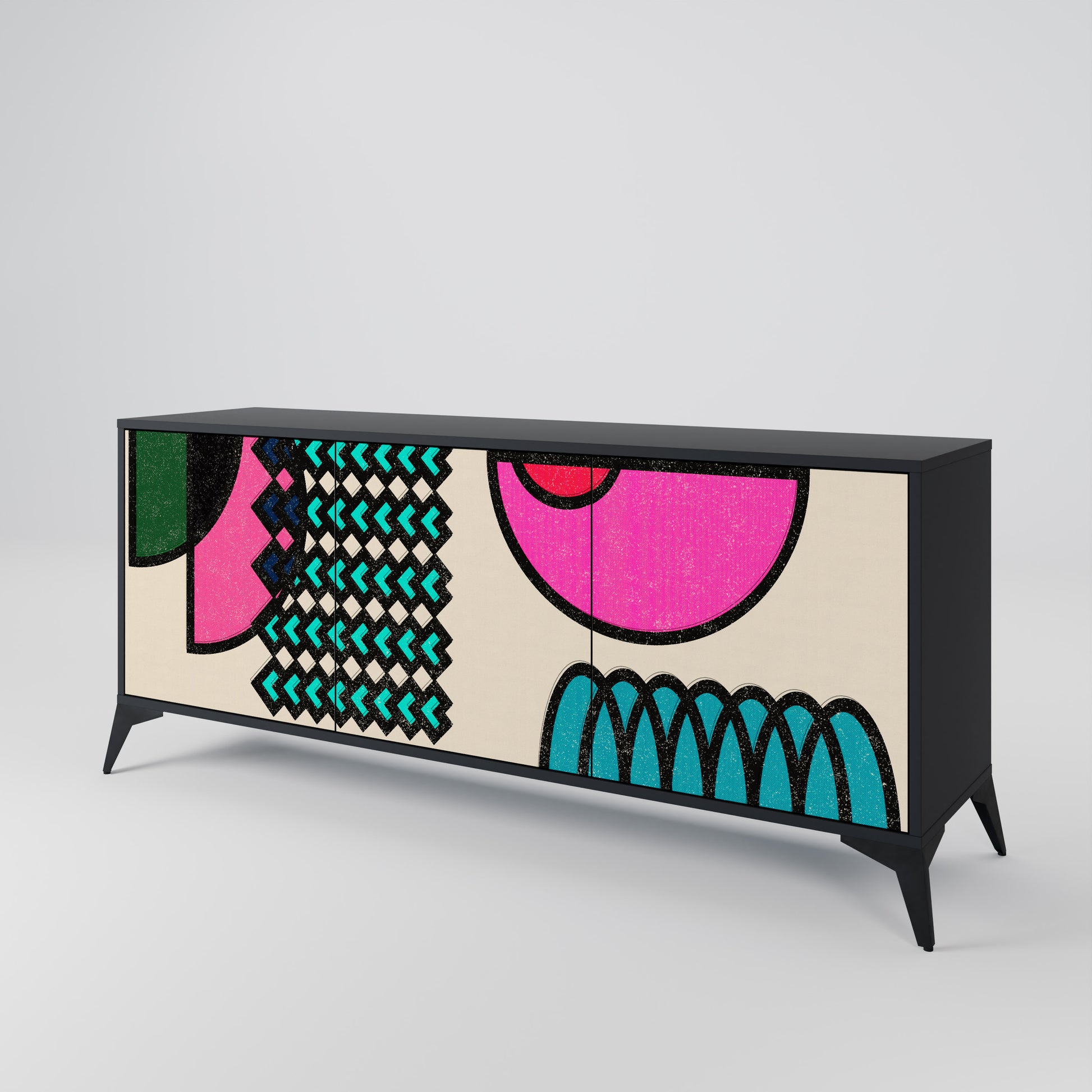 Aparador GEOMETRIC RHAPSODY de 3 puertas en acabado negro