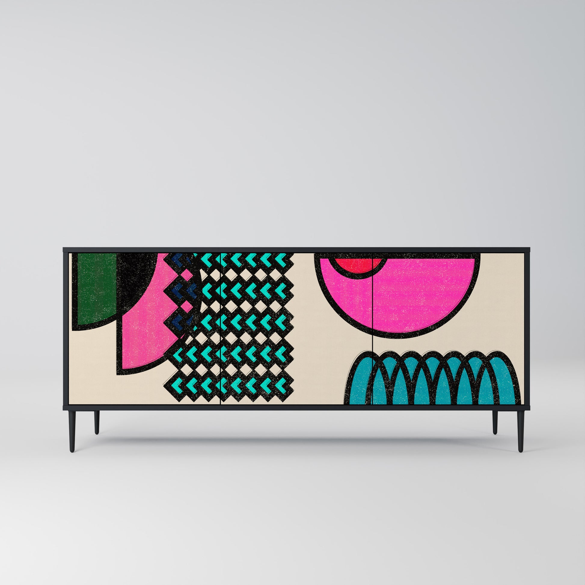 Aparador GEOMETRIC RHAPSODY de 3 puertas en acabado negro