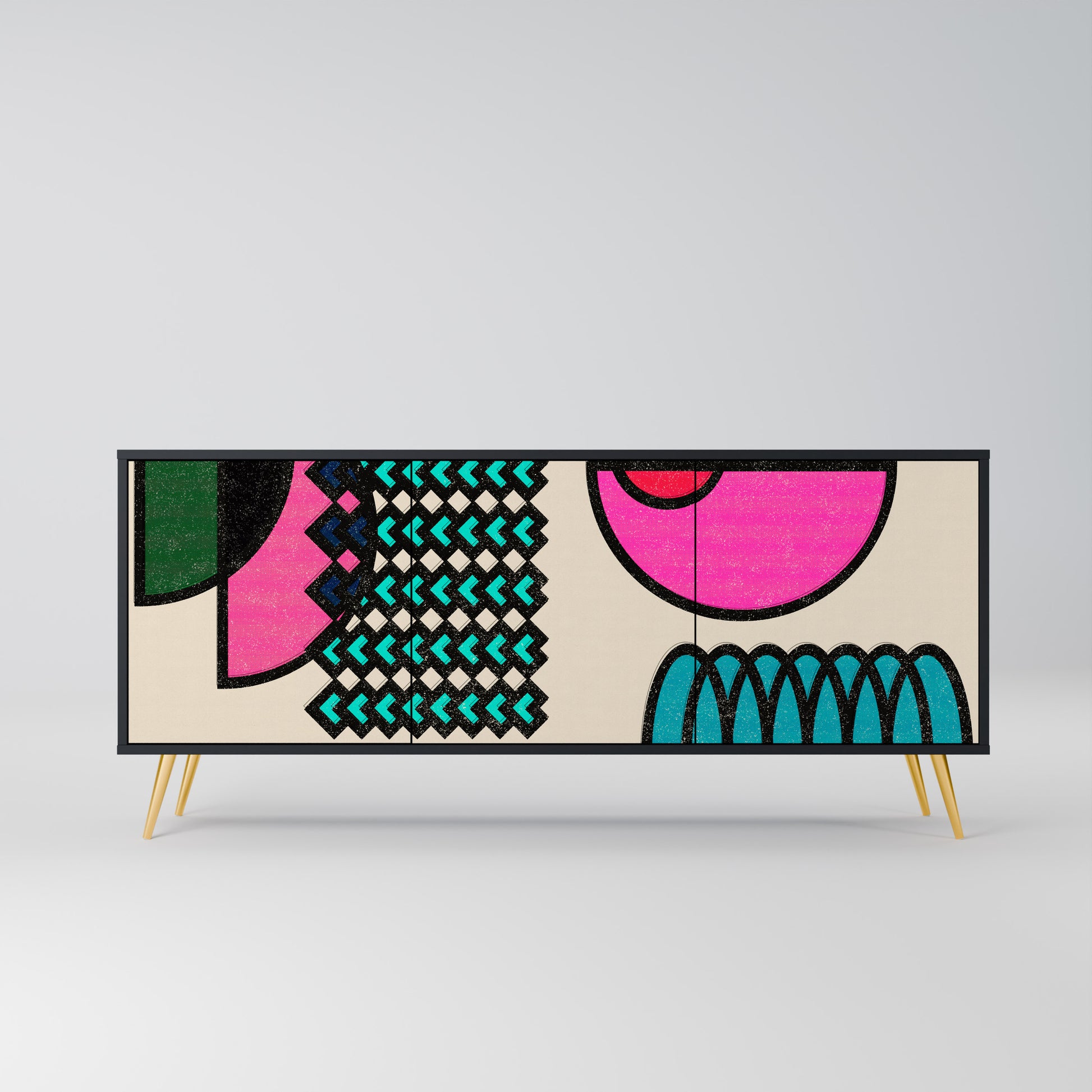 Aparador GEOMETRIC RHAPSODY de 3 puertas en acabado negro