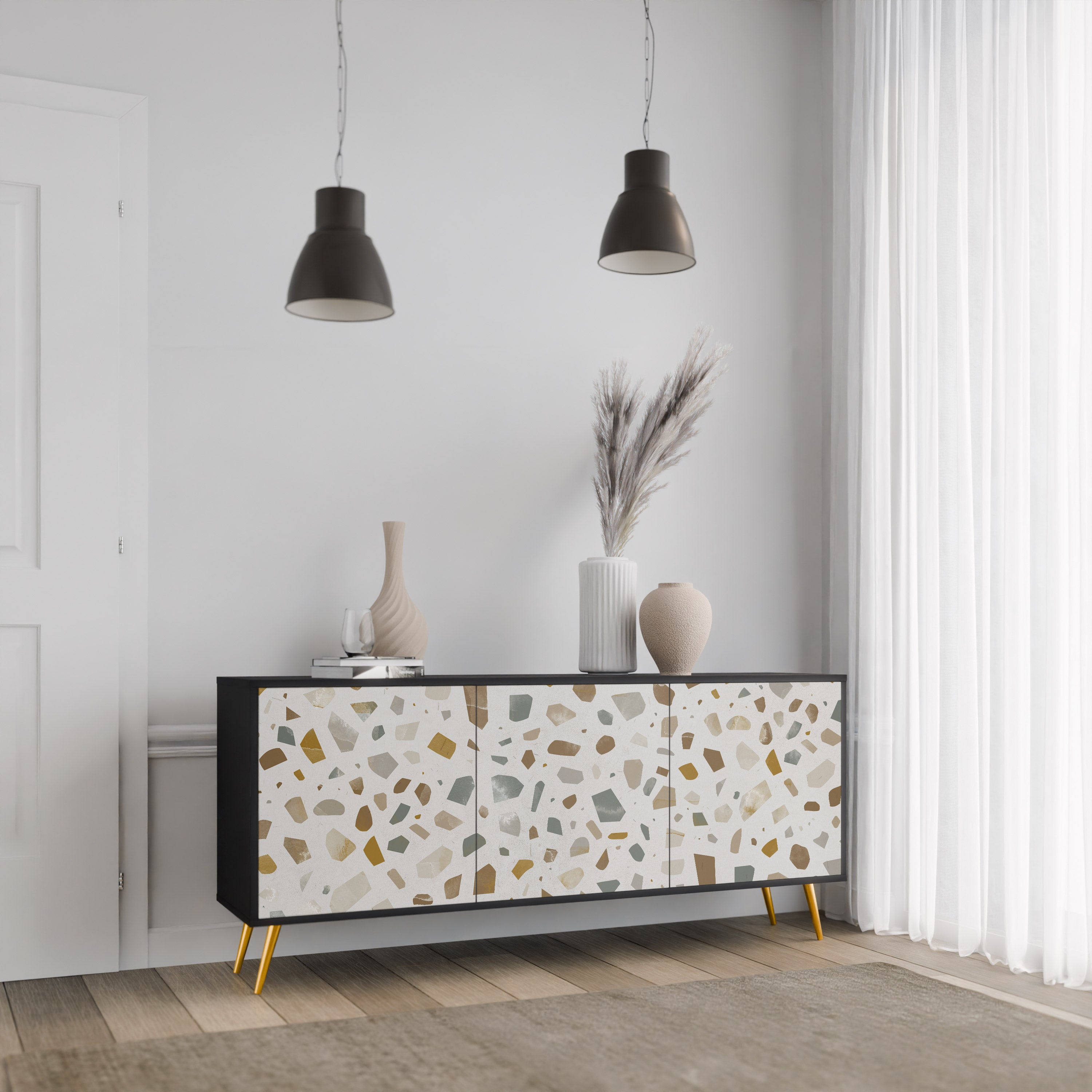 PIECES OF TOMORROW 3-Door Sideboard in Black Finish