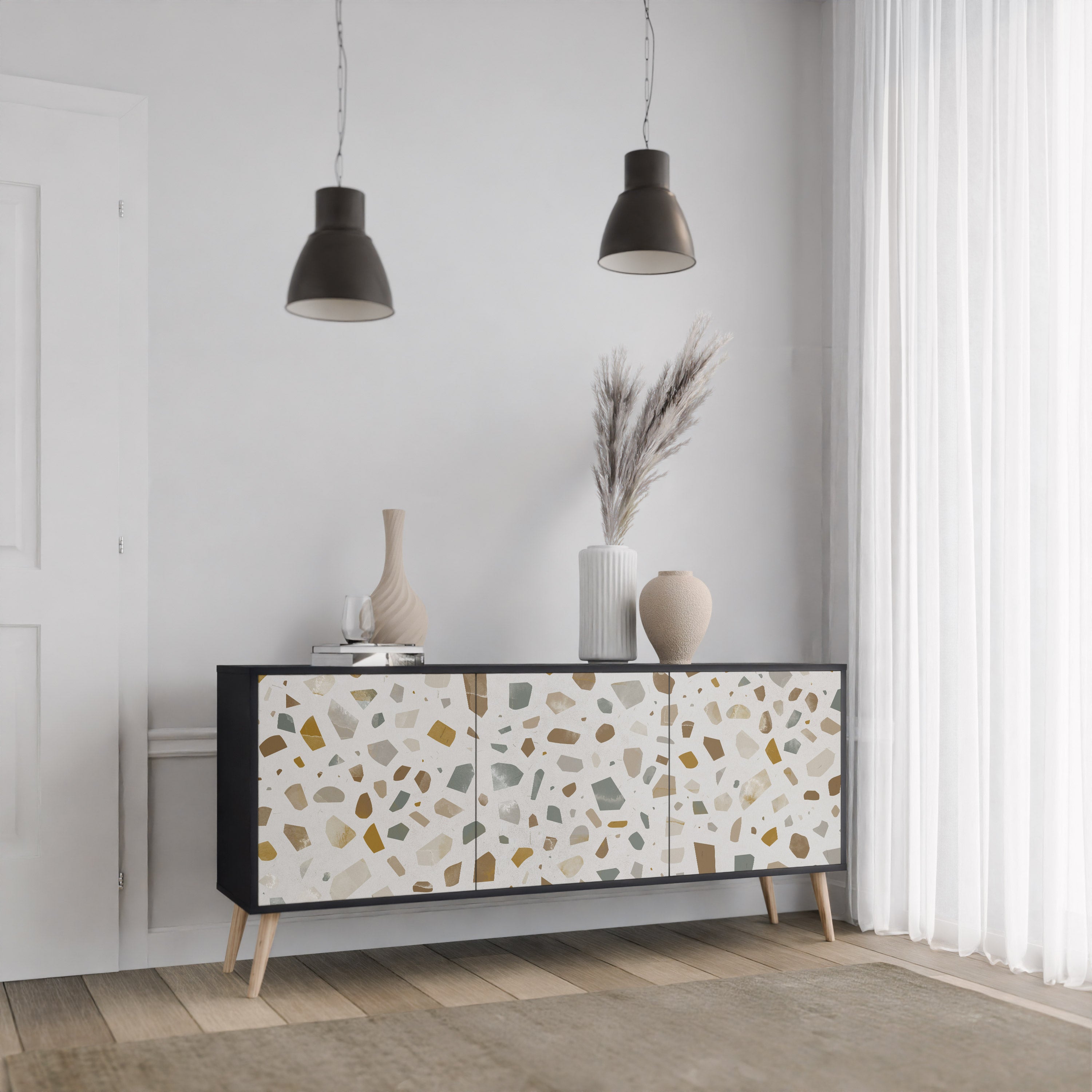 PIECES OF TOMORROW 3-Door Sideboard in Black Finish