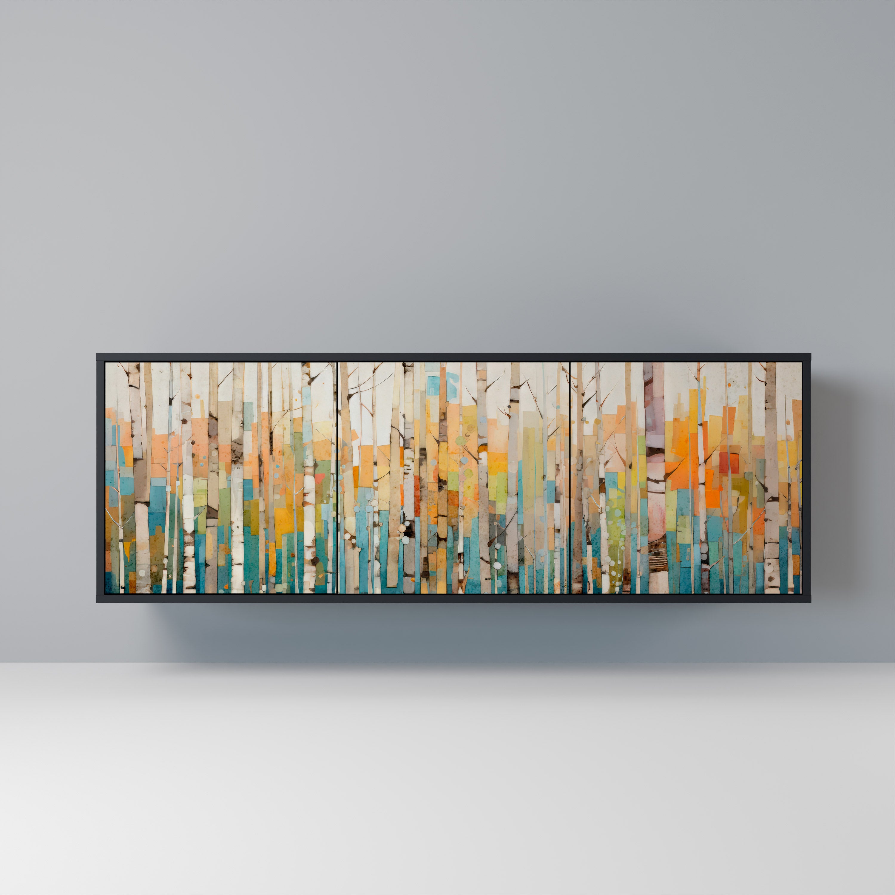 BIRCH KALEIDOSCOPE 3-Door Sideboard in Black Finish