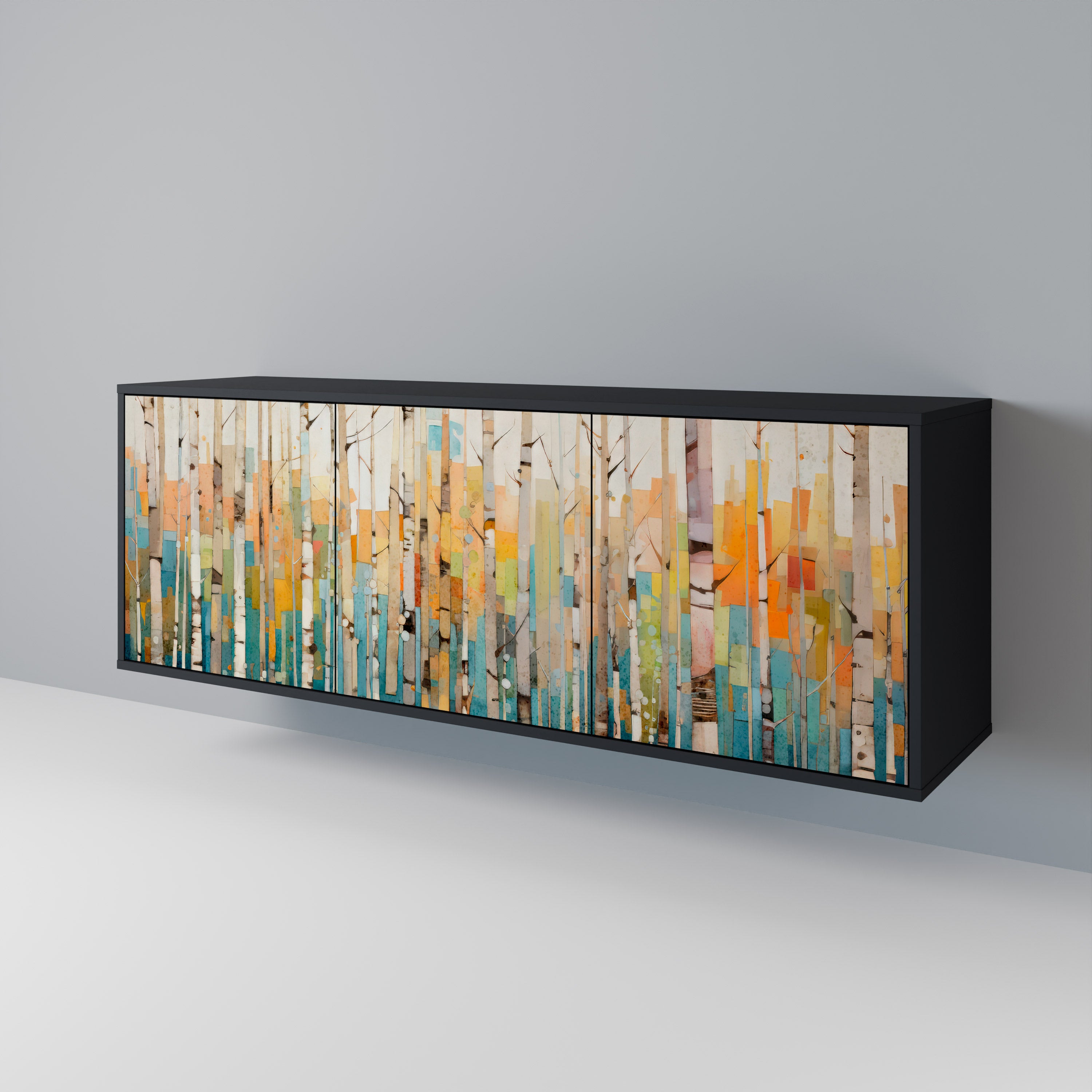 BIRCH KALEIDOSCOPE 3-Door Sideboard in Black Finish