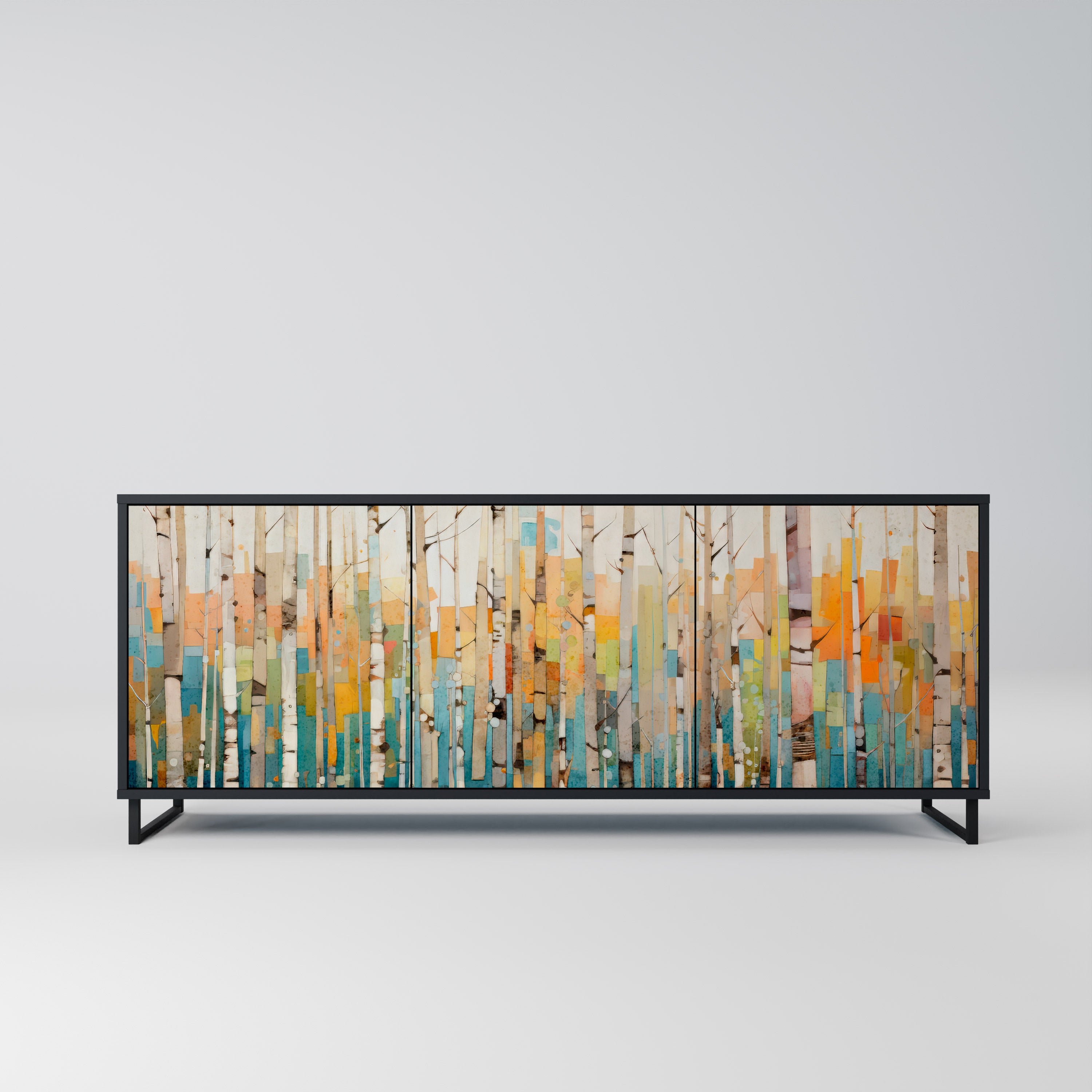 BIRCH KALEIDOSCOPE 3-Door Sideboard in Black Finish