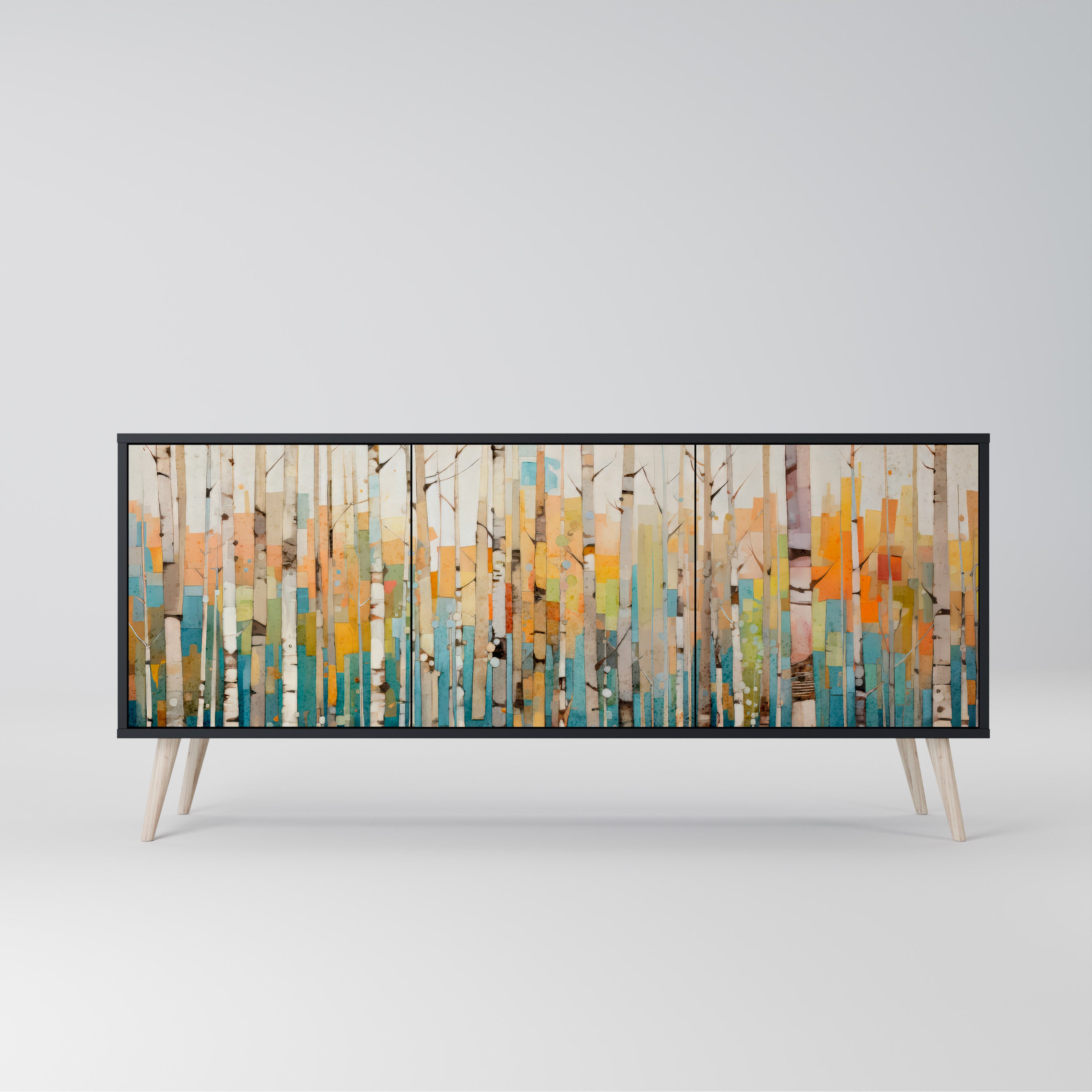 BIRCH KALEIDOSCOPE 3-Door Sideboard in Black Finish