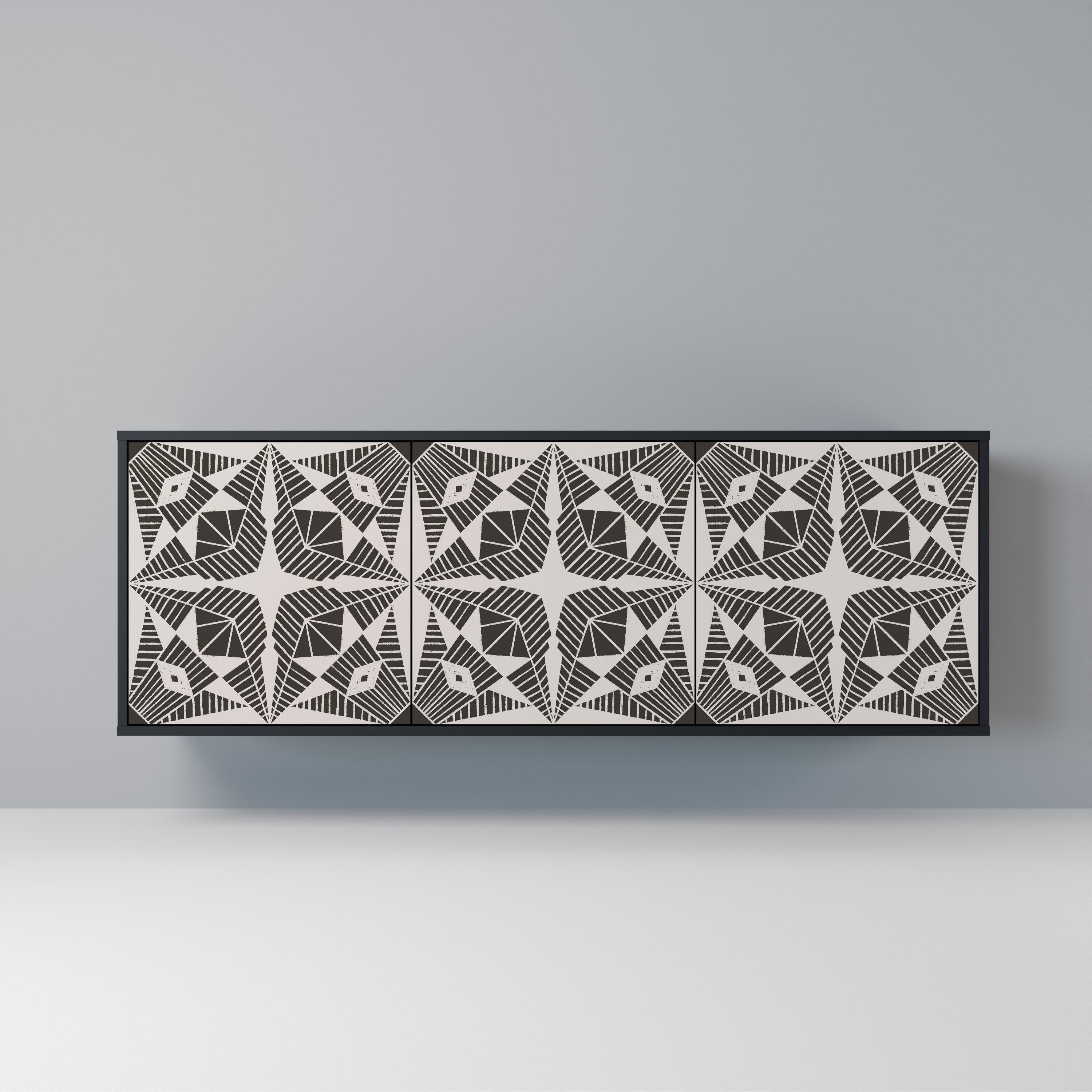 MONOCHROME NEXUS 3-Door Sideboard in Black Finish
