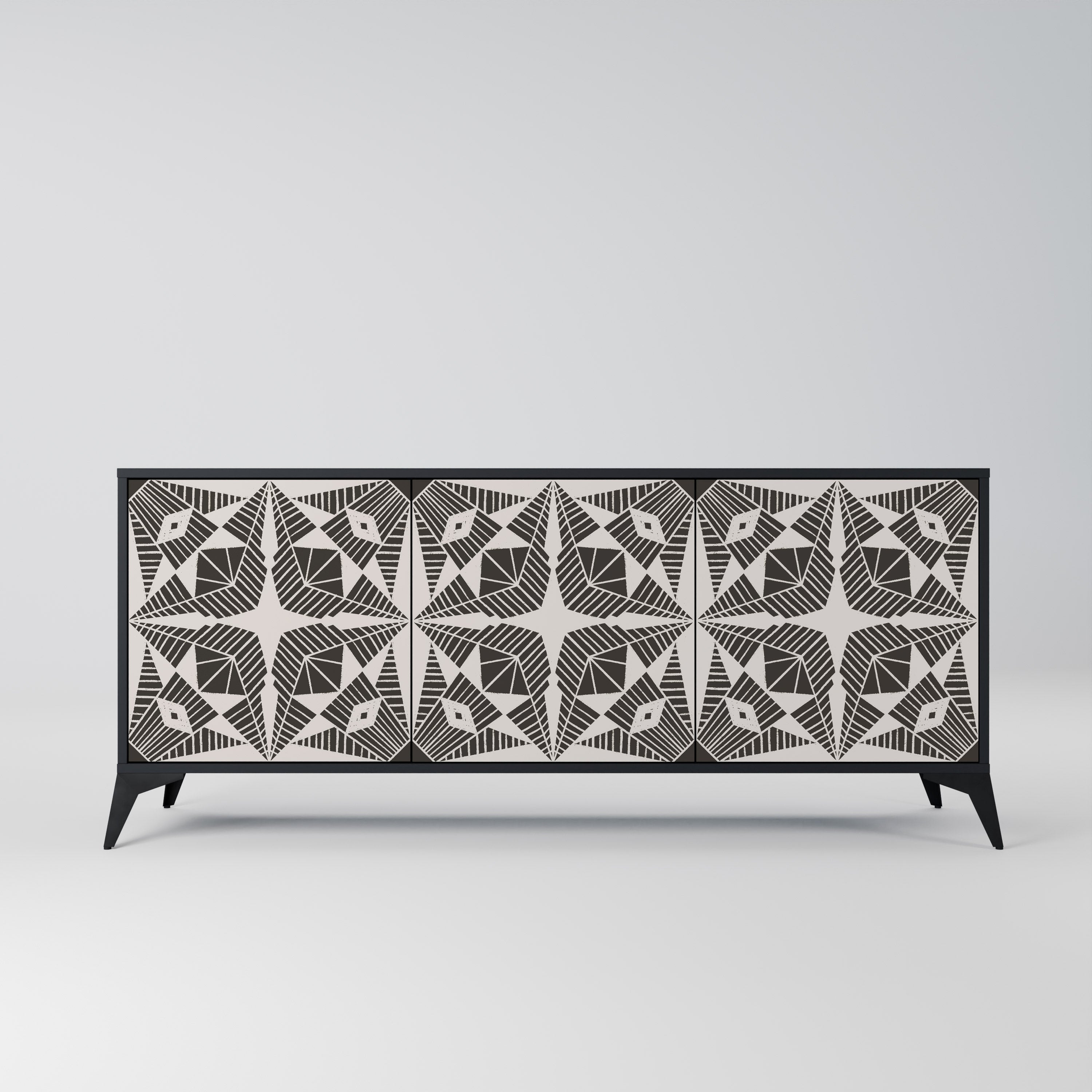 MONOCHROME NEXUS 3-Door Sideboard in Black Finish