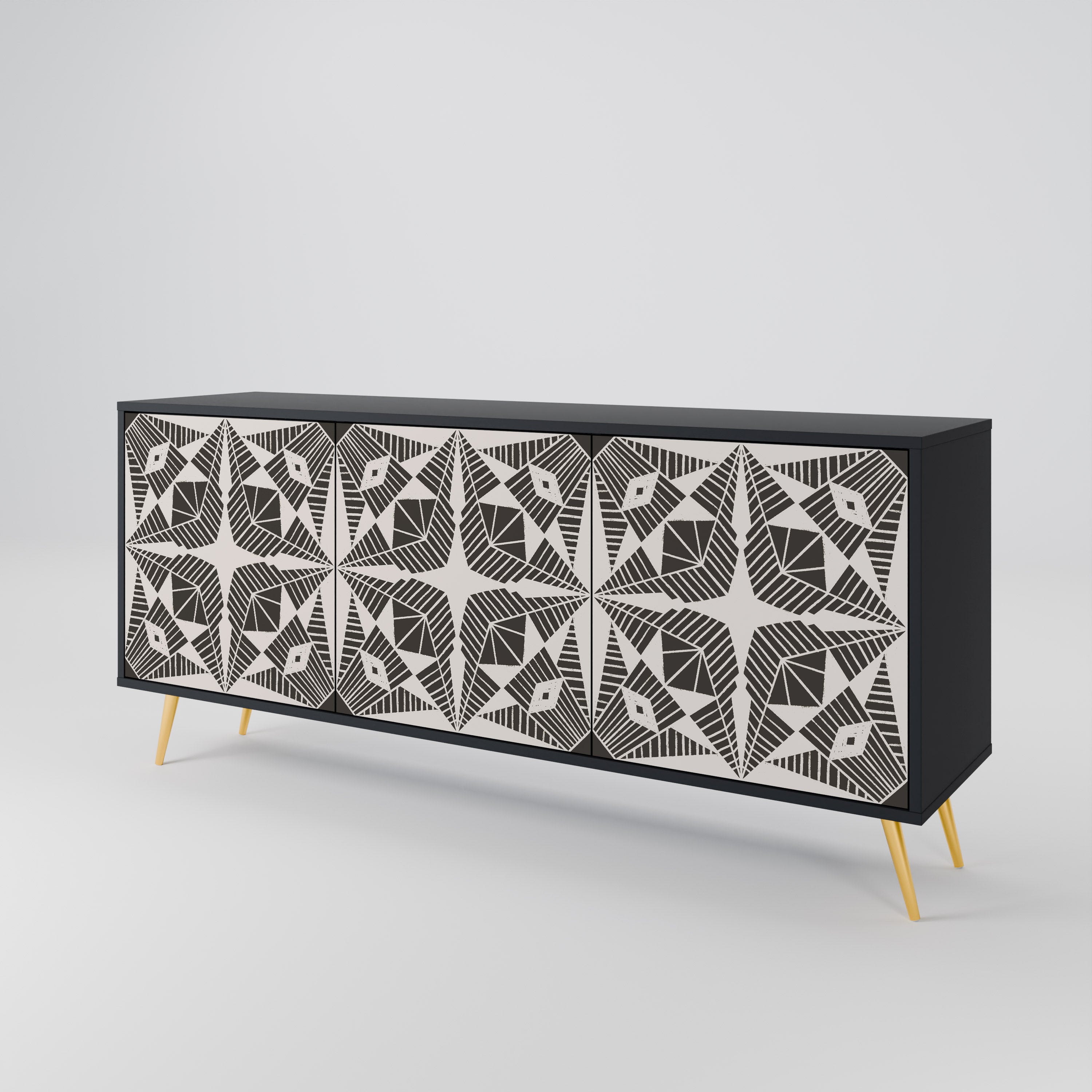 MONOCHROME NEXUS 3-Door Sideboard in Black Finish
