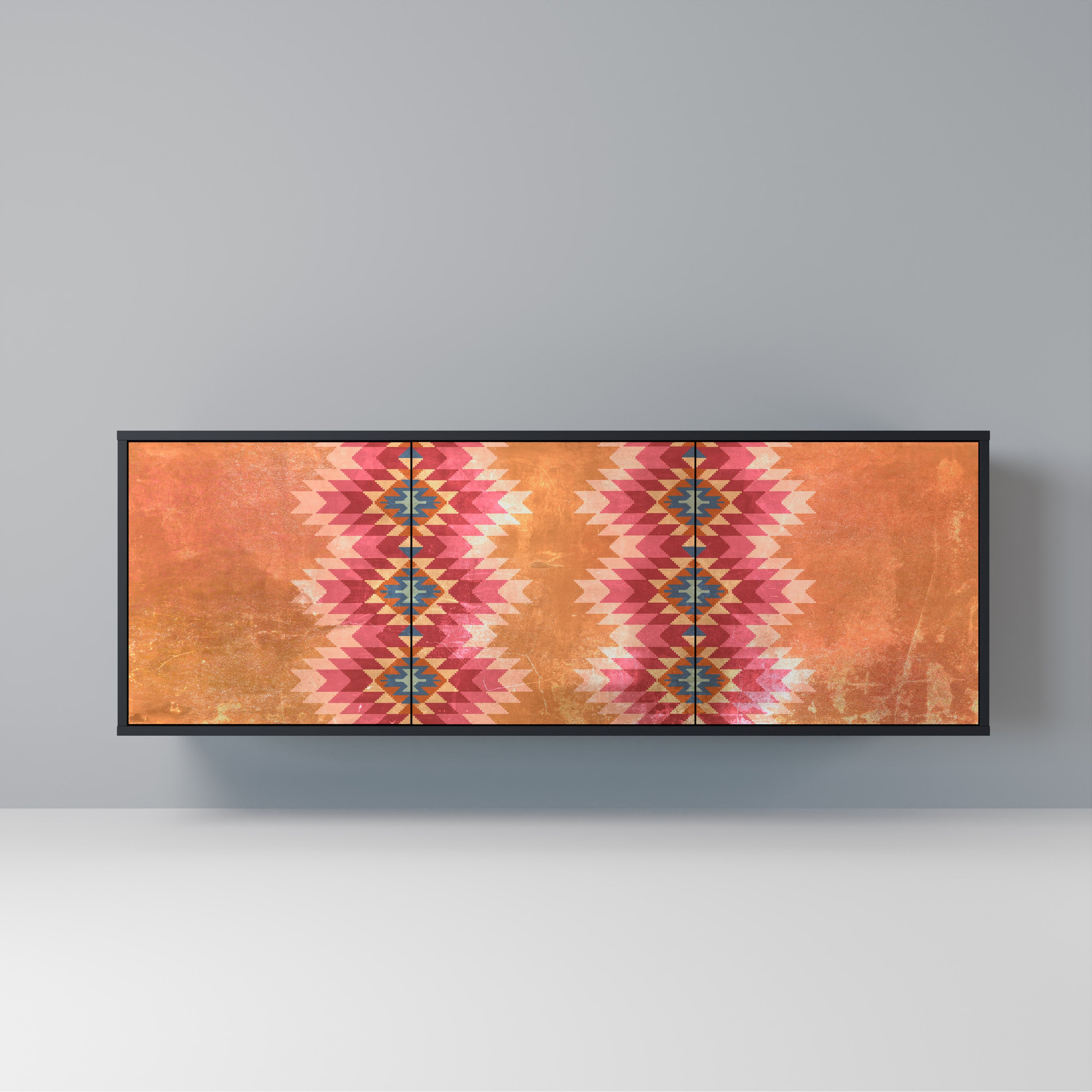 INDIAN FOLK 3-Door Sideboard in Black Finish