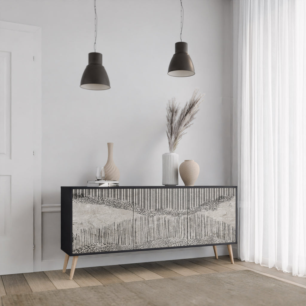 GRAIN LINES 3-Door Sideboard in Black Finish