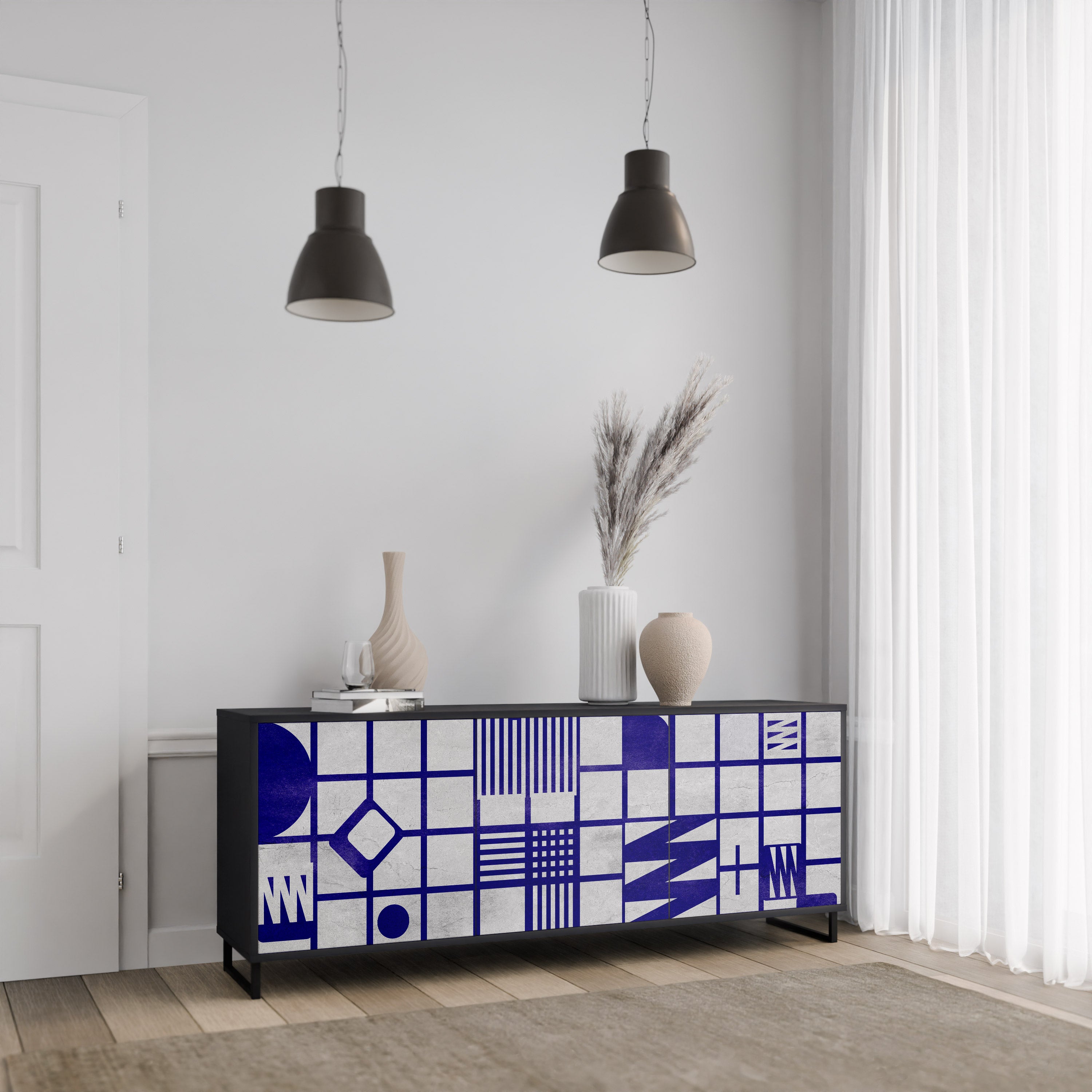THE RIGHT PLACES 3-Door Sideboard in Black Finish