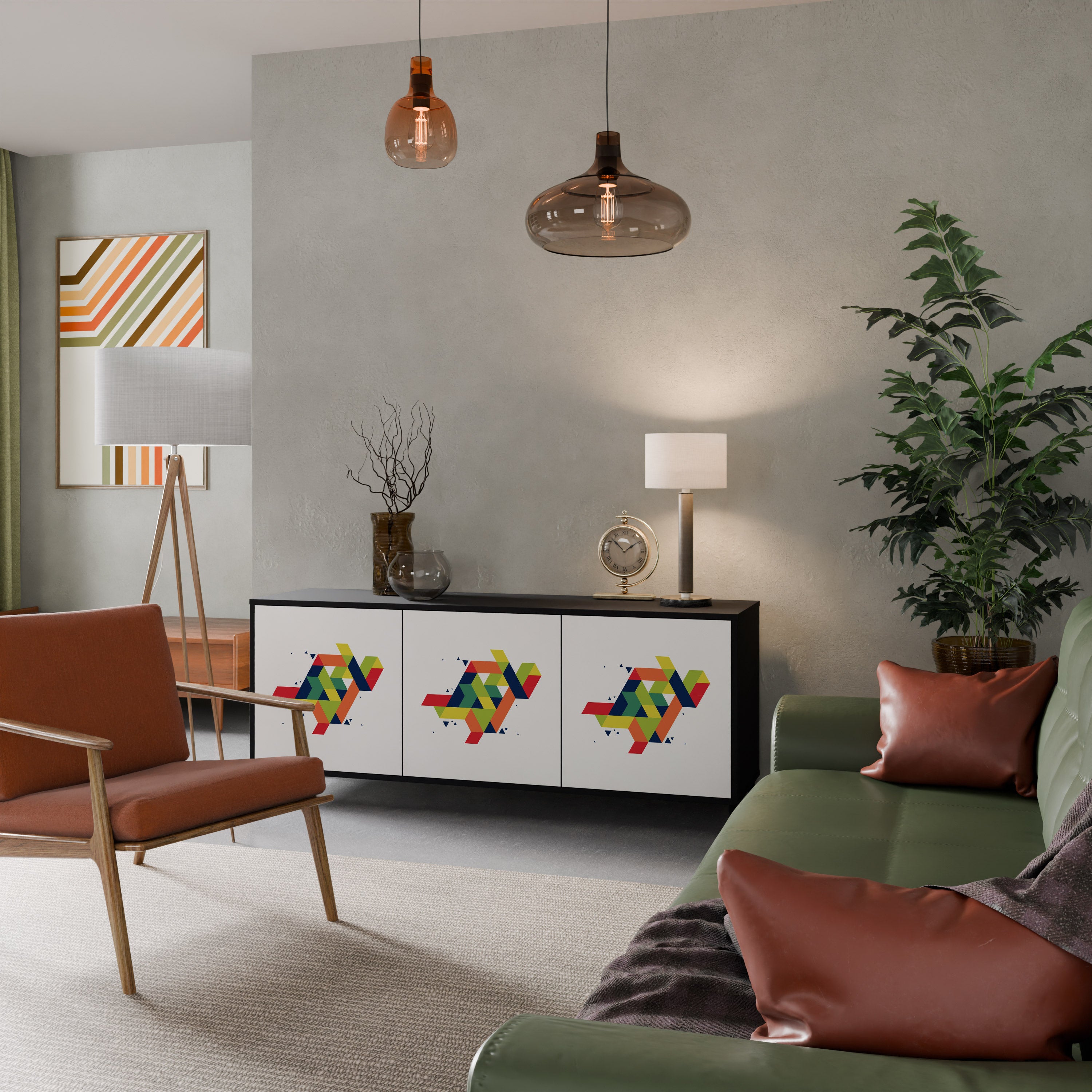 FUTURE SIGN 3-Door Sideboard in Black Finish